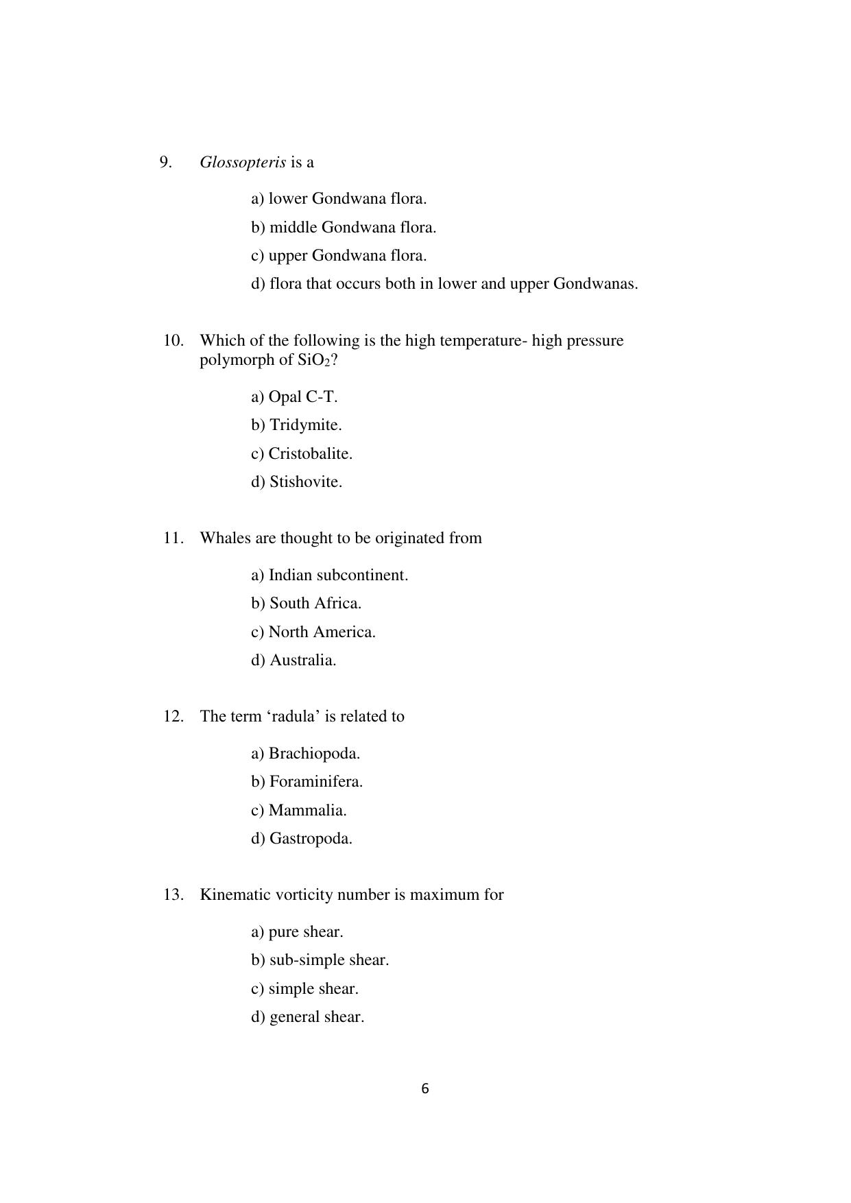ISI Admission Test JRF in Geology (GEB) 2023 Sample Paper - Page 6