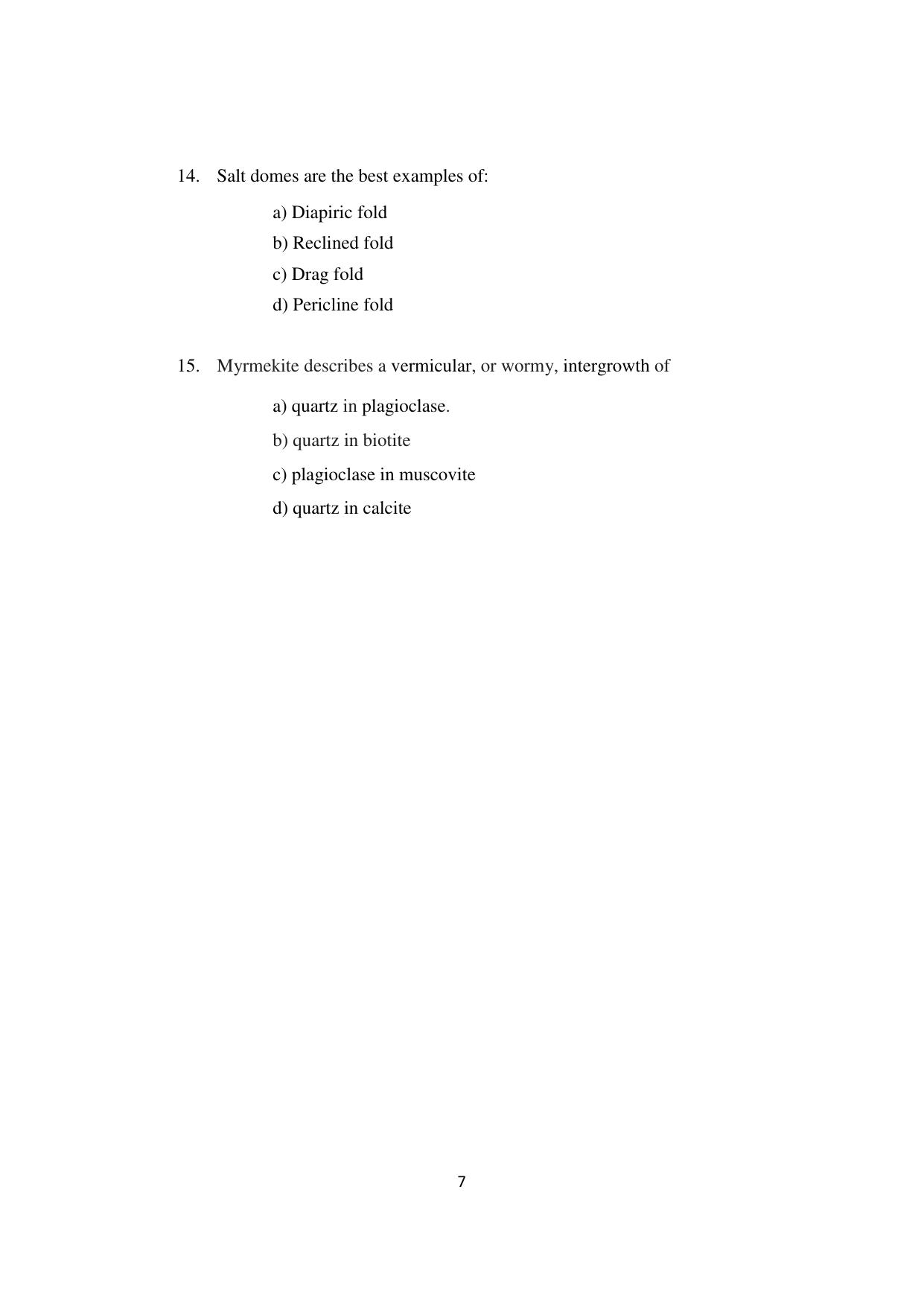 ISI Admission Test JRF in Geology (GEB) 2023 Sample Paper - Page 7
