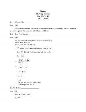 CBSE Class 12th Physics Sample Question Paper Answer Key 2021-22