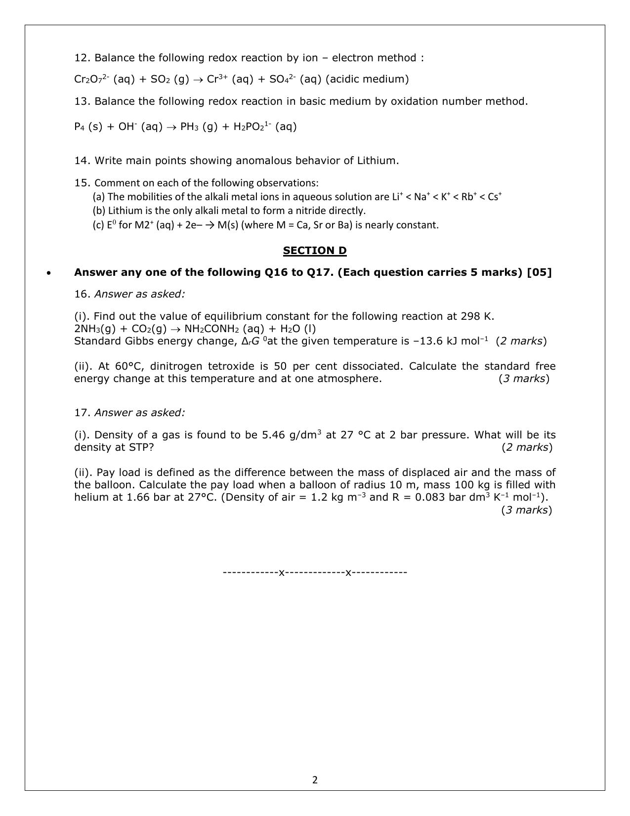 Gujarat Board Class 12th Question Paper 2020: STD_11_052_E-રસાયણ વિજ્ઞાન - Page 2