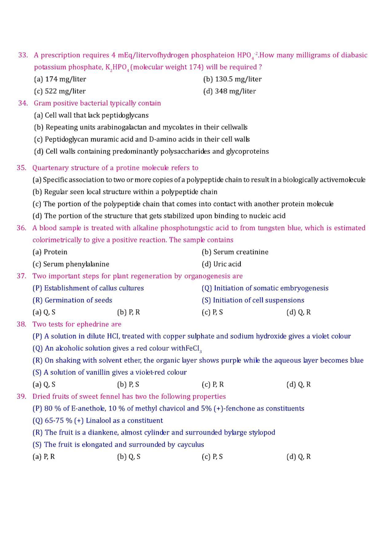 GPAT 2008 Question Paper with Answer Key - Page 5
