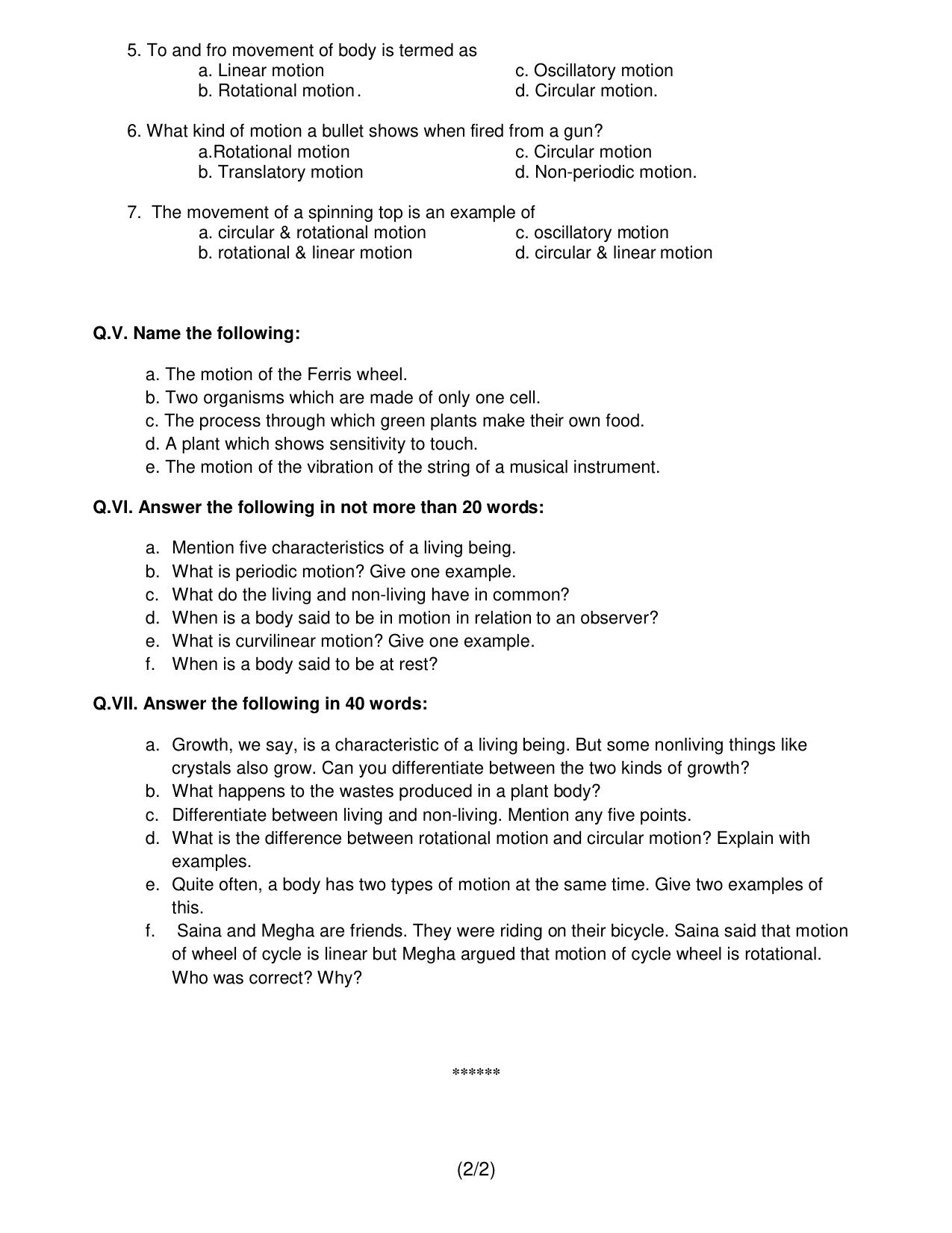 CBSE Worksheets for Class 6 Science Living and Non-Living Assignment - Page 2