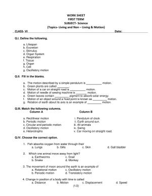 CBSE Worksheets for Class 6 Science Living and Non-Living Assignment