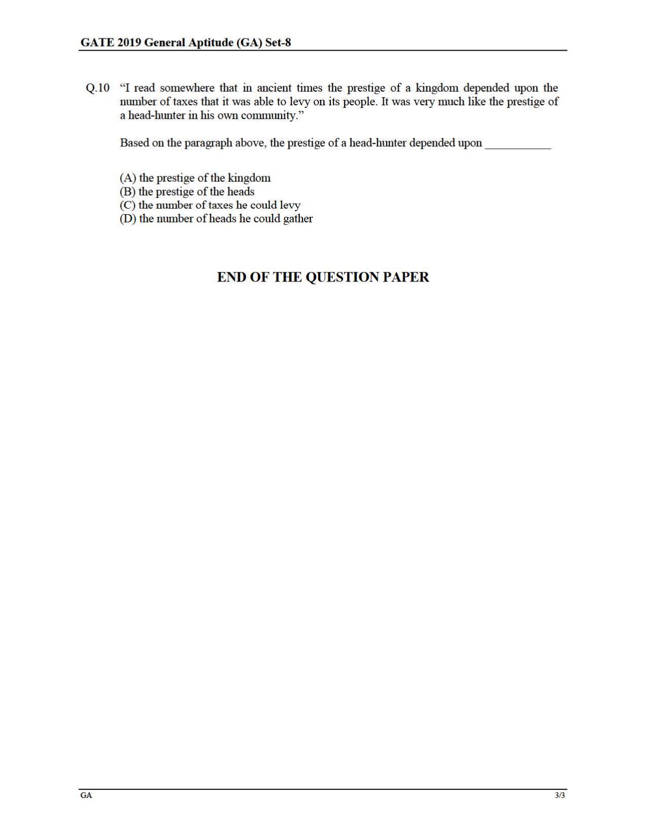 GATE 2019 Metallurgical Engineering (MT) Question Paper - Page 3