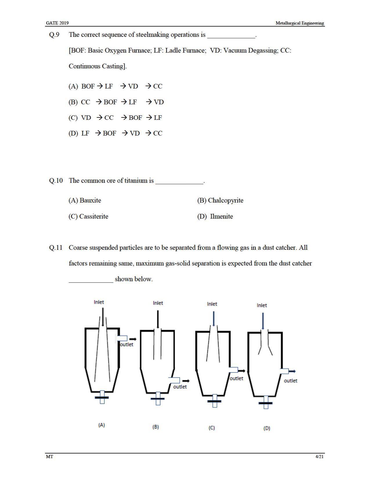 GATE 2019 Metallurgical Engineering (MT) Question Paper - Page 7
