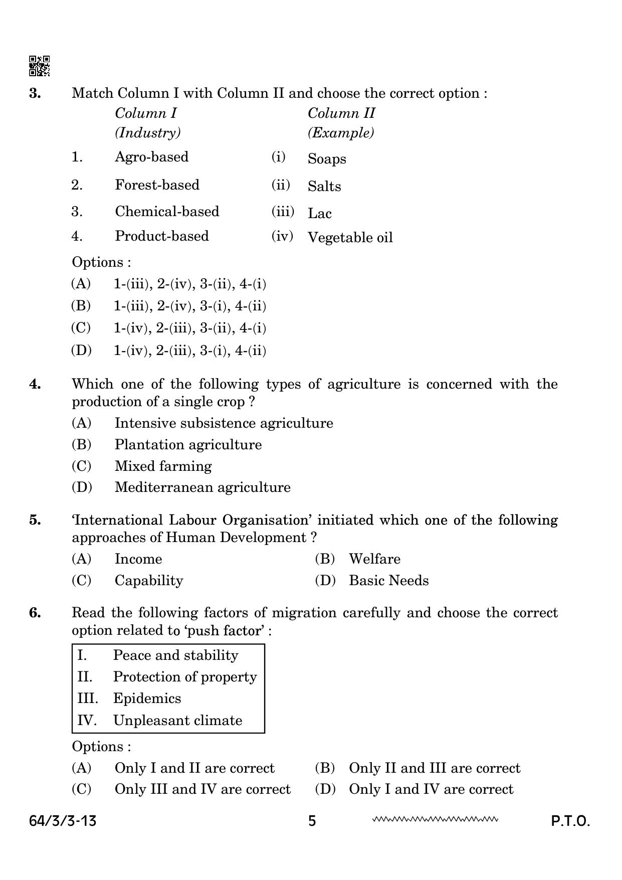 CBSE Class 12 64-3-3 Geography 2024 Question Paper - Page 5