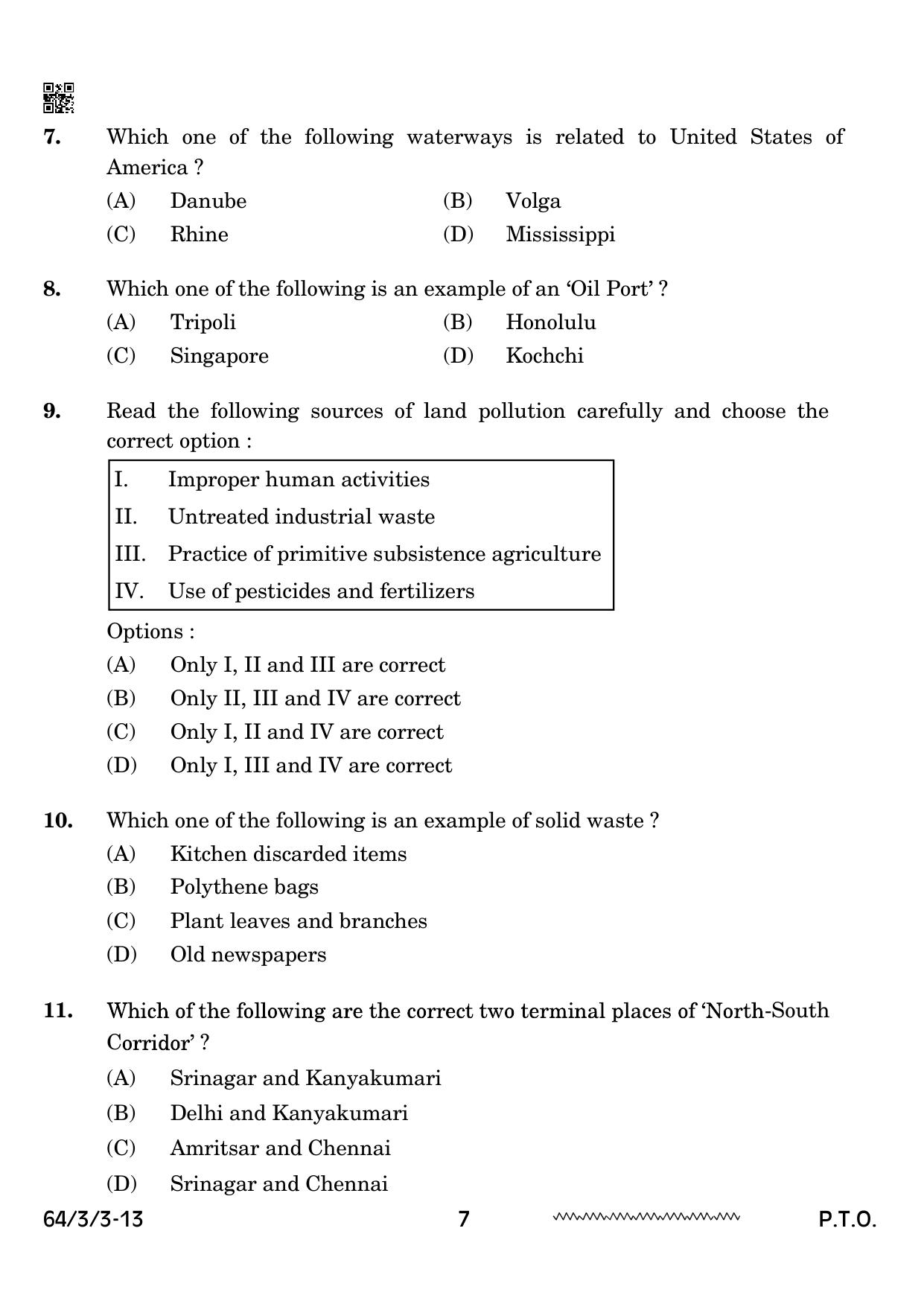 CBSE Class 12 64-3-3 Geography 2024 Question Paper - Page 7
