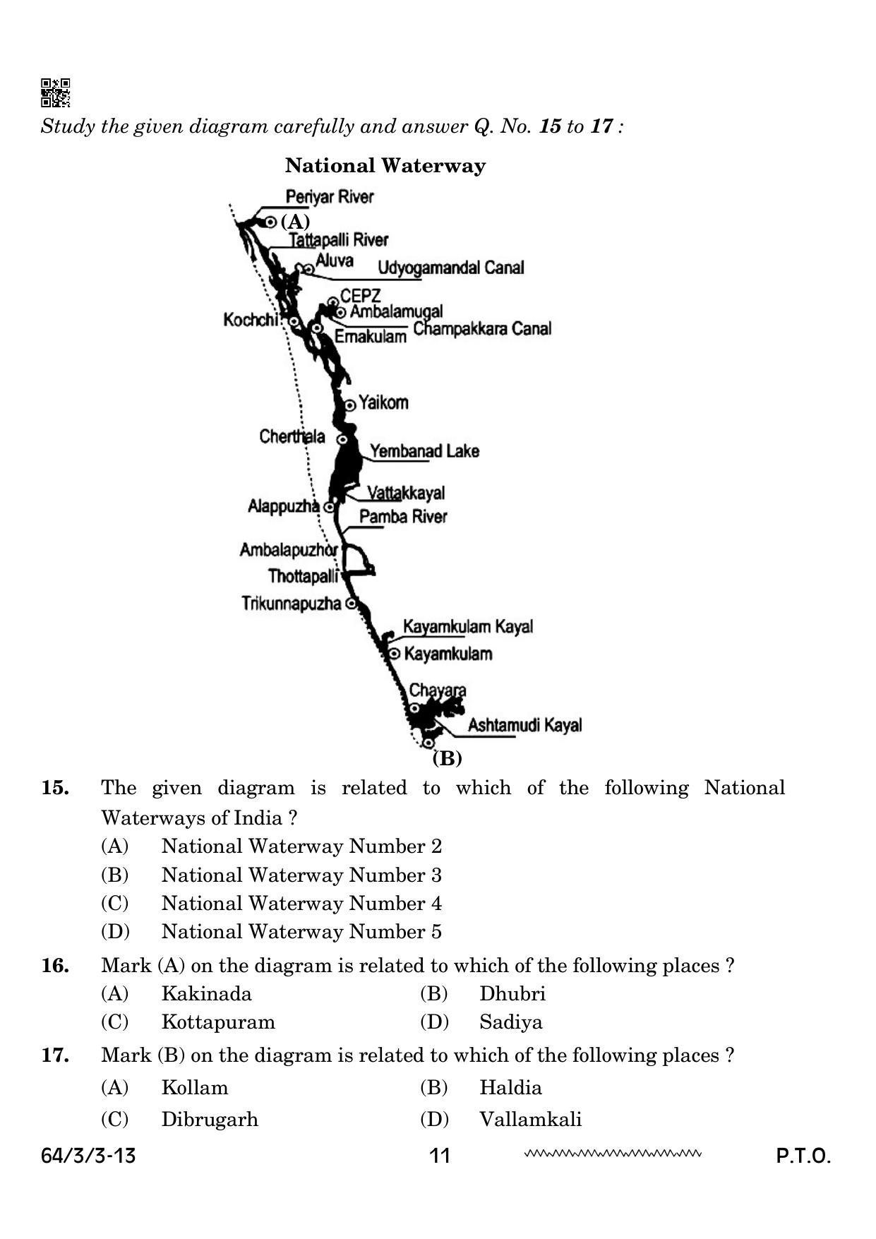 CBSE Class 12 64-3-3 Geography 2024 Question Paper - Page 11