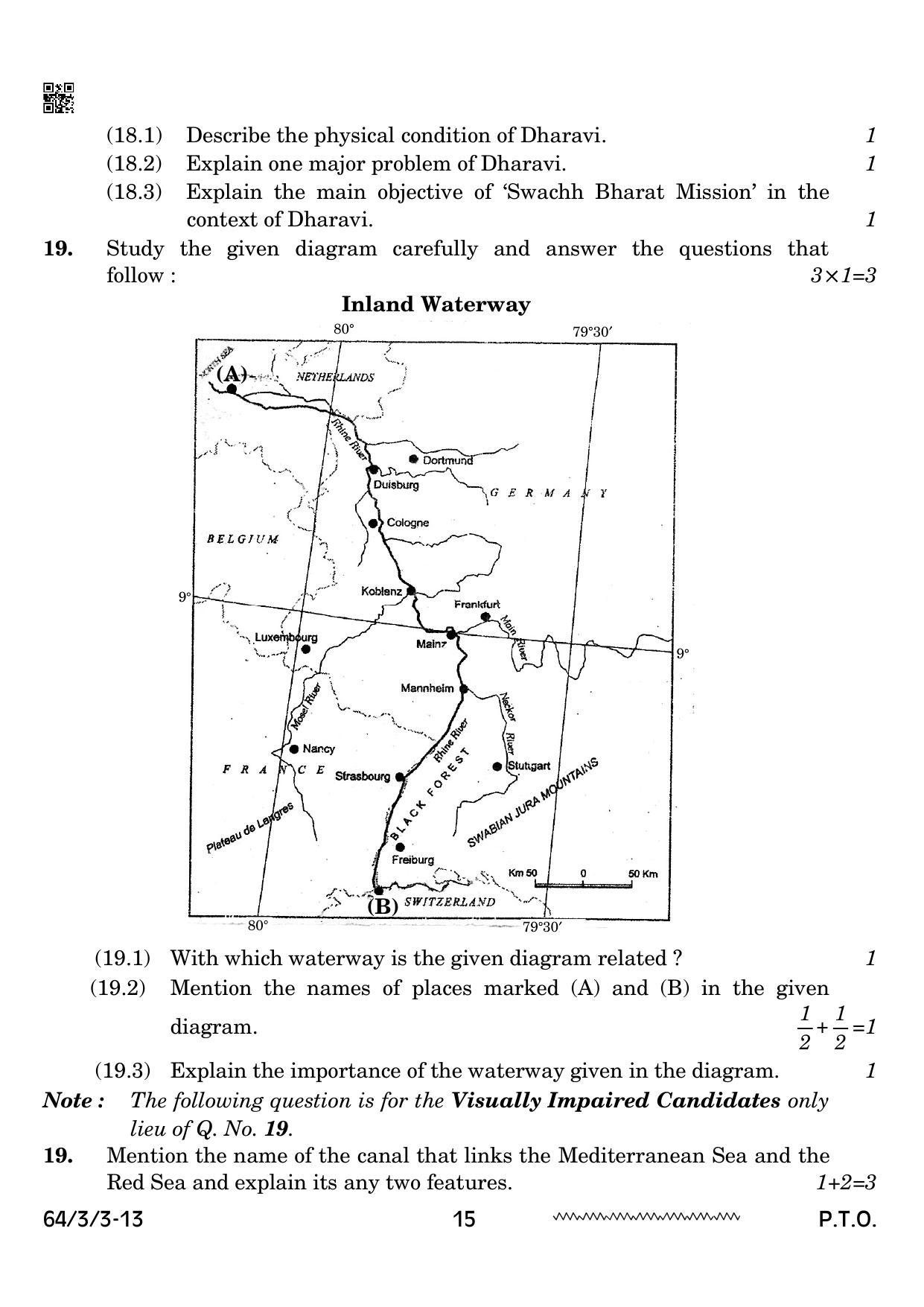 CBSE Class 12 64-3-3 Geography 2024 Question Paper - Page 15