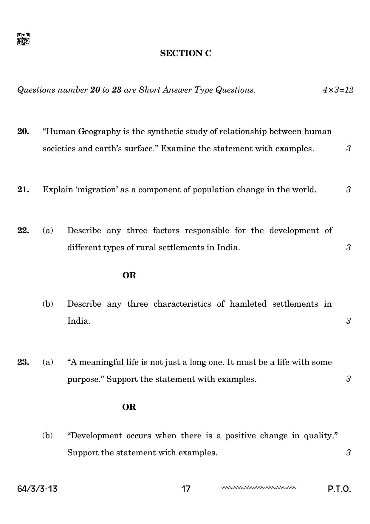 CBSE Class 12 64-3-3 Geography 2024 Question Paper - Page 17