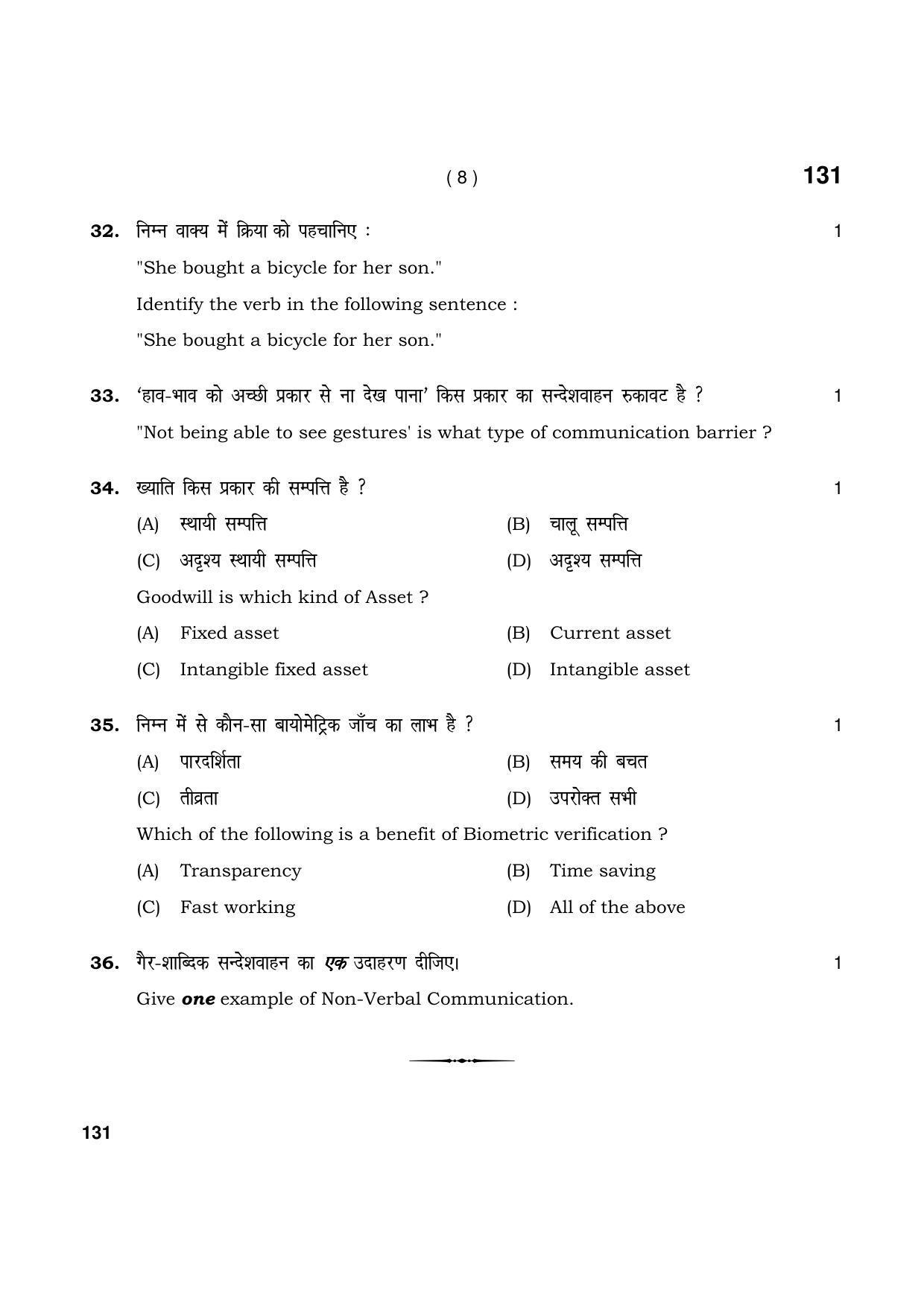 Haryana Board HBSE Class 10 Banking And Finance 2021 Question Paper - Page 8