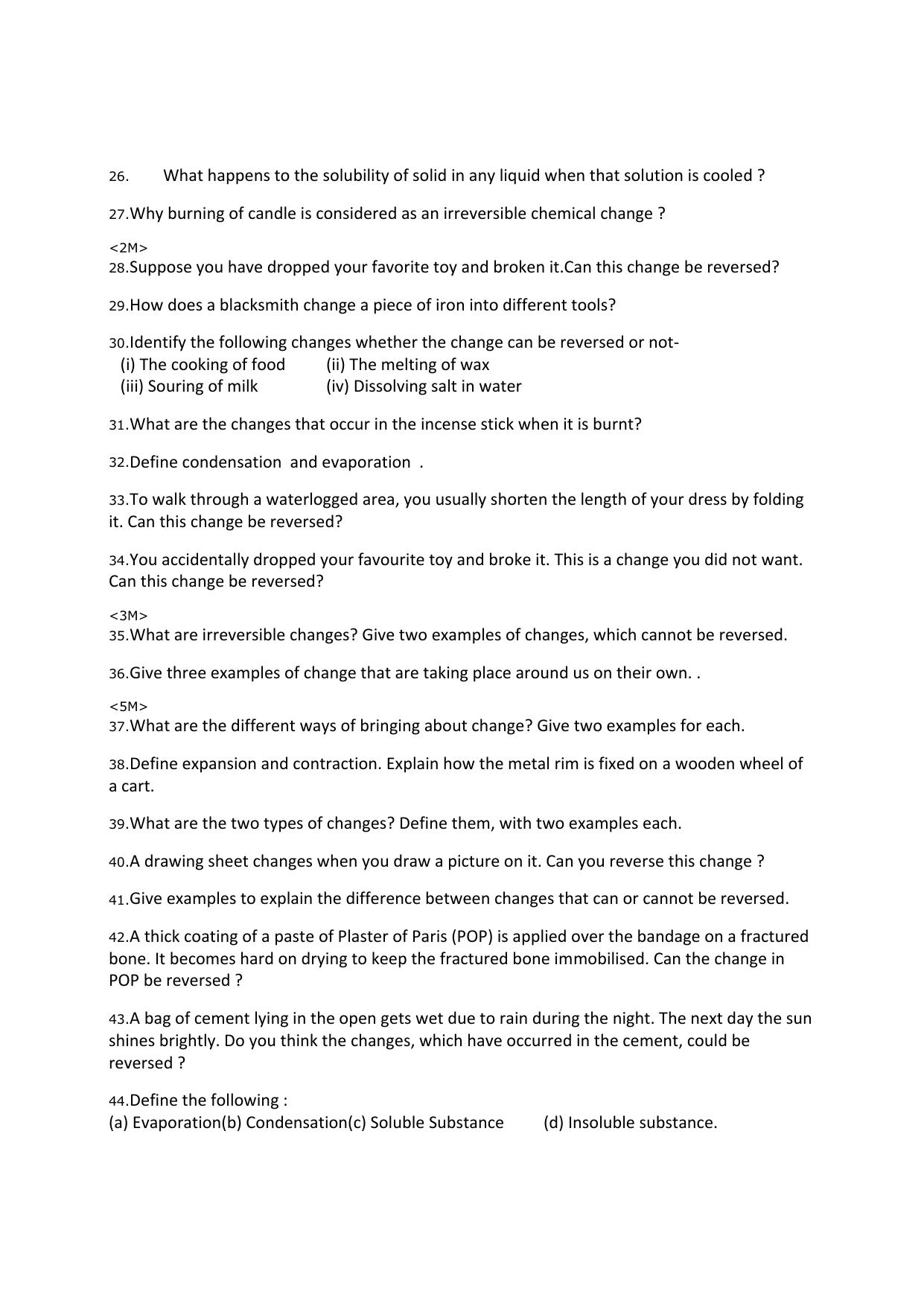 CBSE Worksheets for Class 6 Science Changes Around Us Assignment 5 - Page 3