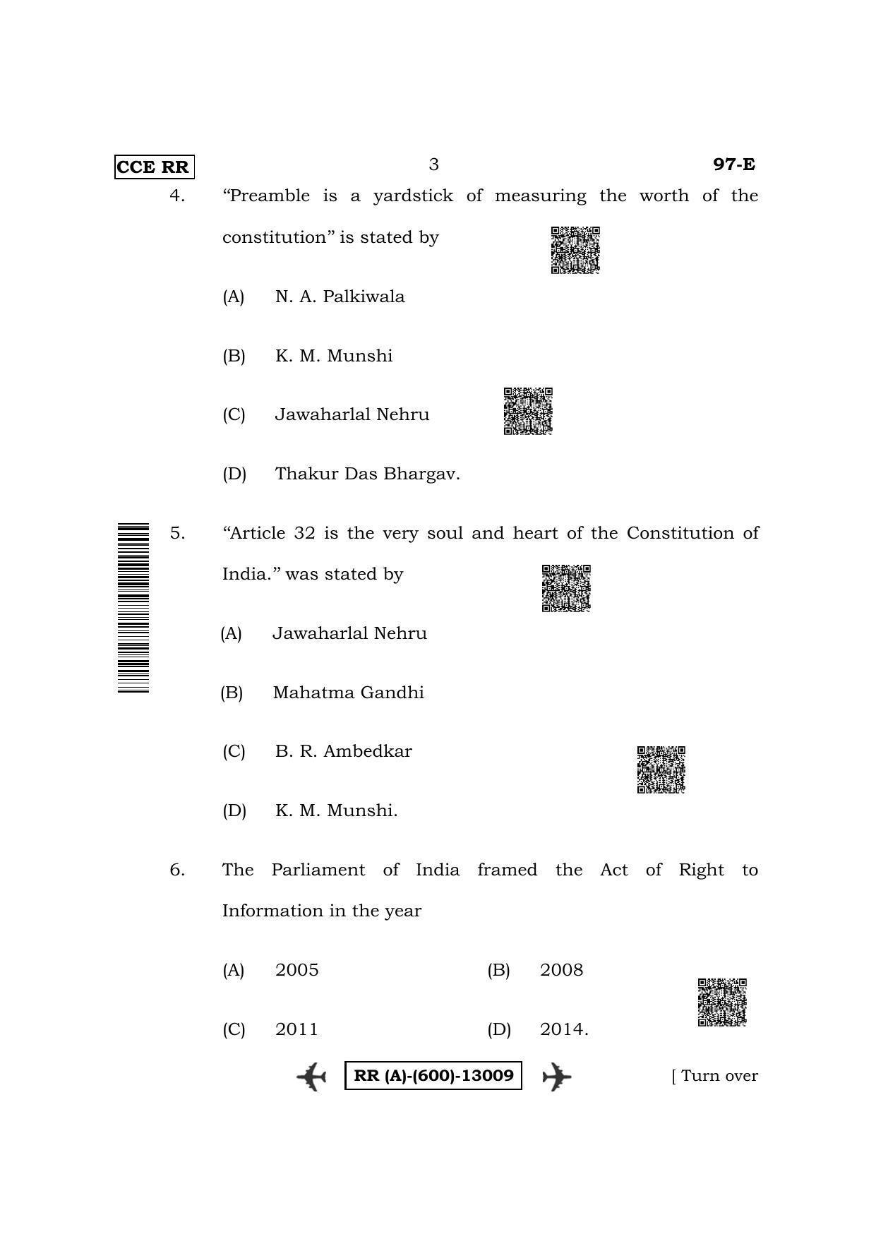 Karnataka SSLC Political Science-English Medium (Supplementary) Question Paper 2022 (A Version) - Page 3