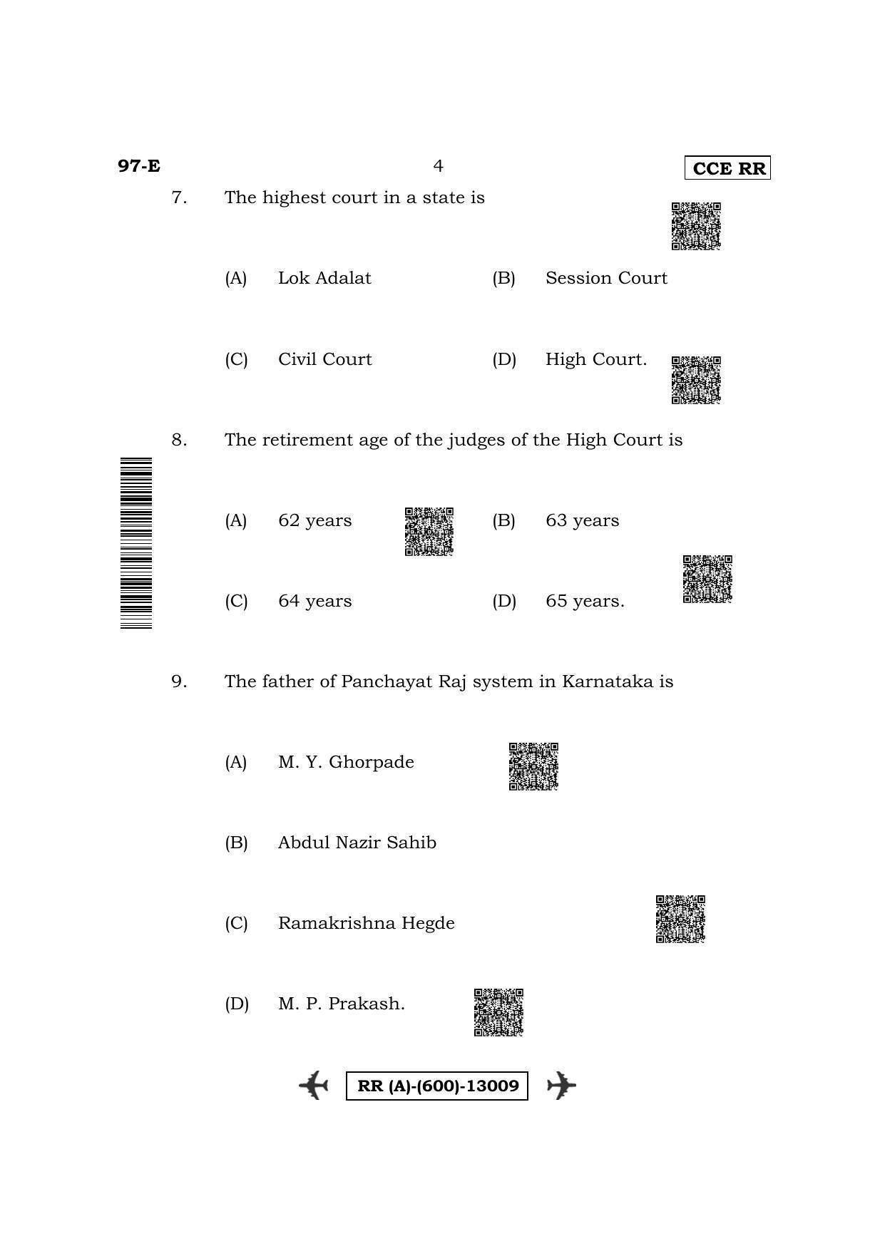 Karnataka SSLC Political Science-English Medium (Supplementary) Question Paper 2022 (A Version) - Page 4