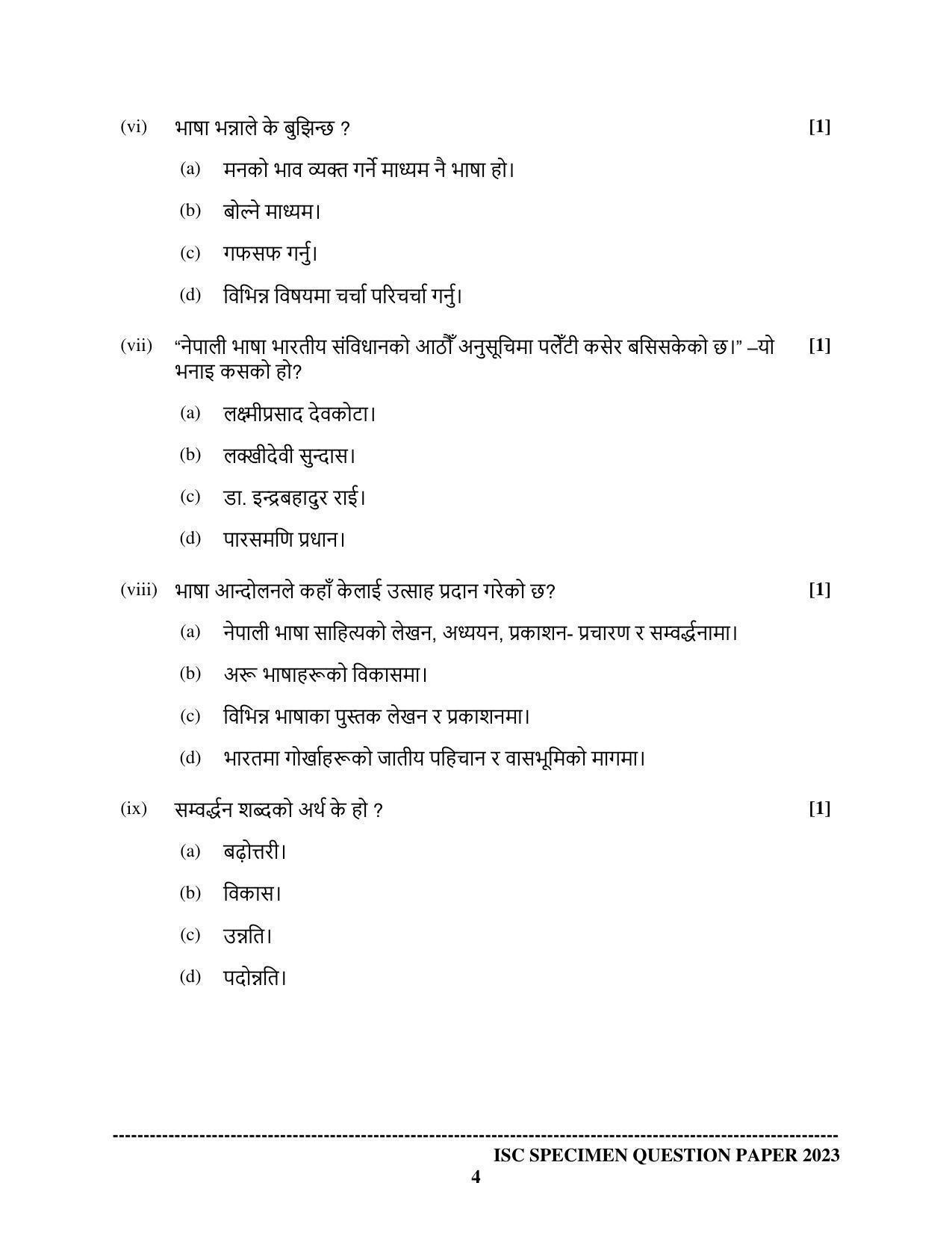 ISC Class 12 Nepali Sample Paper 2023 - Page 4