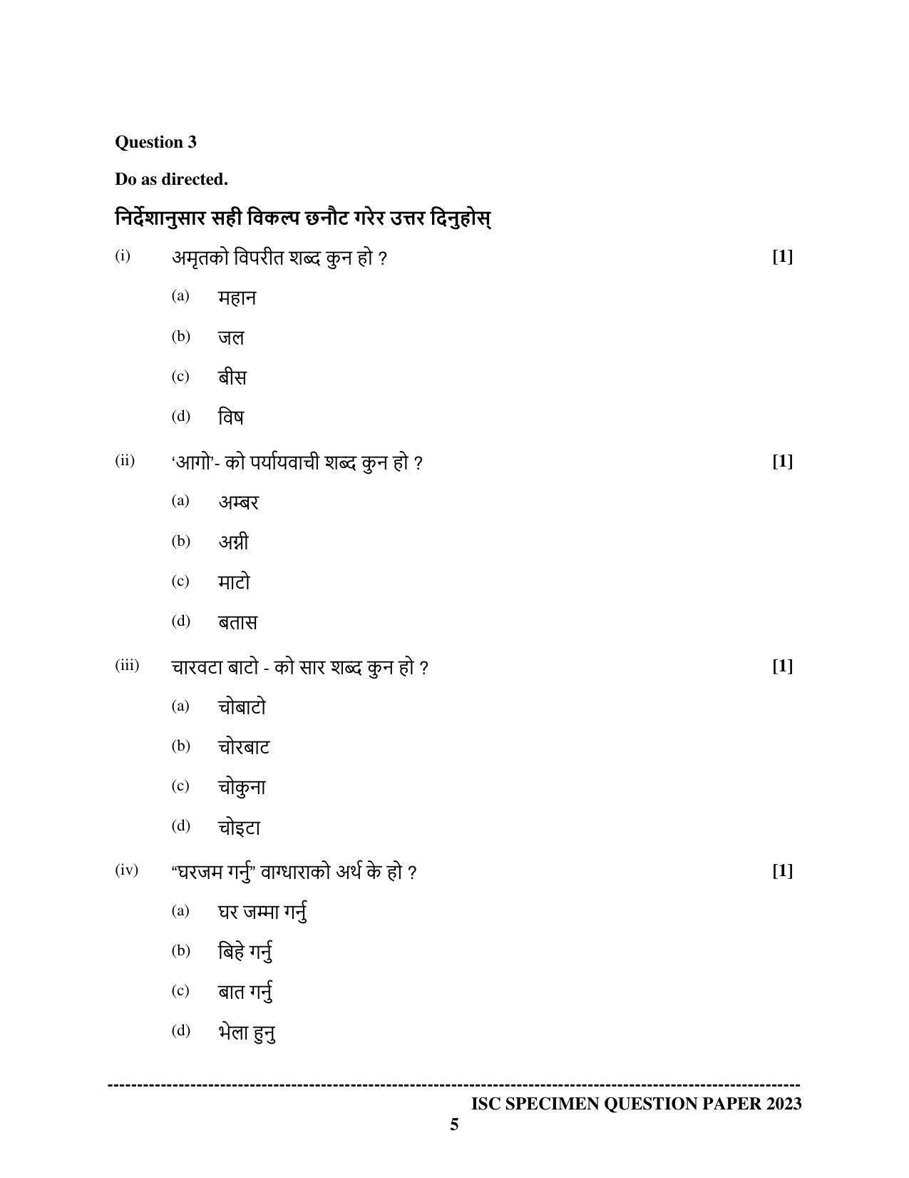 ISC Class 12 Nepali Sample Paper 2023 - Page 5