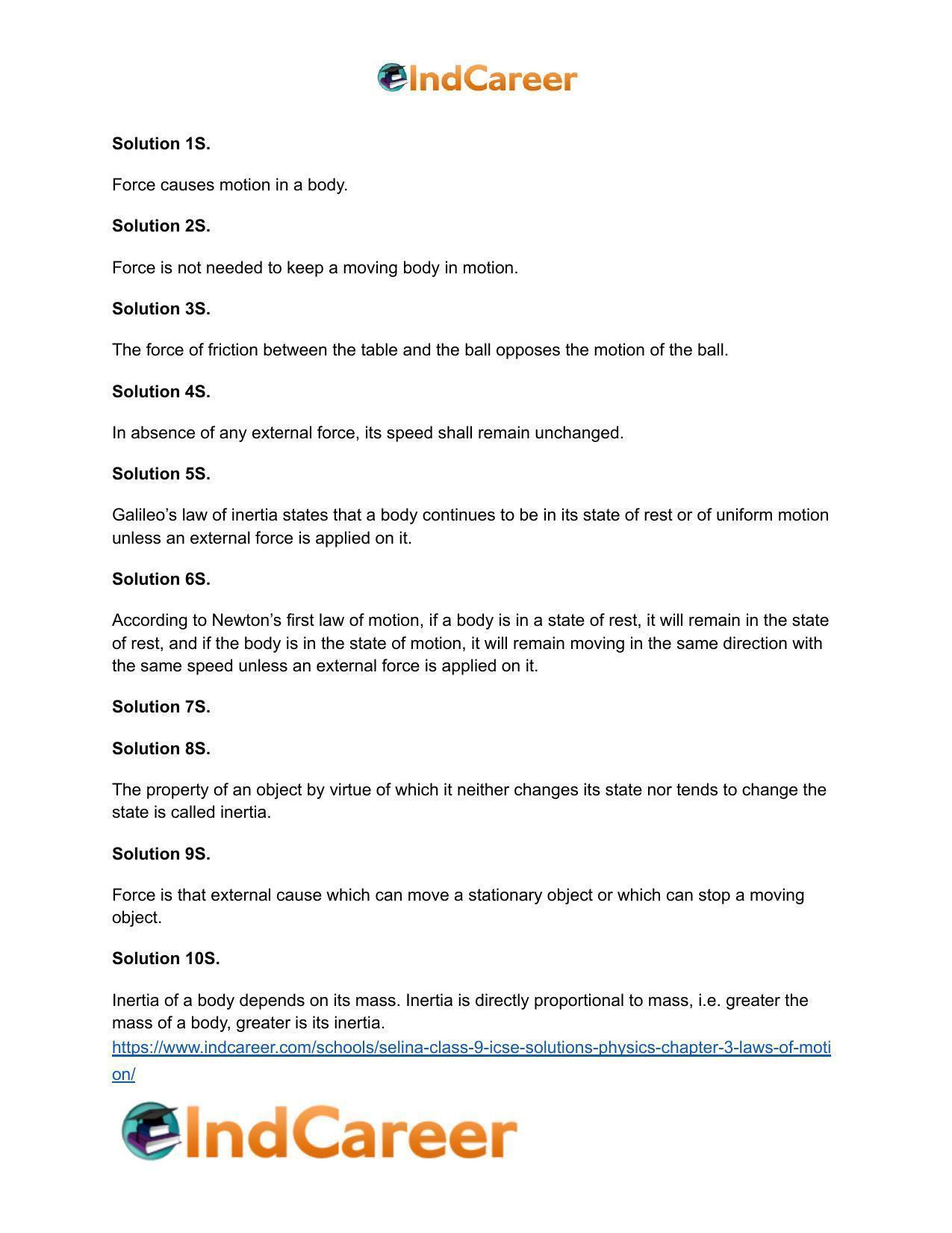 Selina Class 9 ICSE Solutions Physics : Chapter 3- Laws of Motion - Page 5