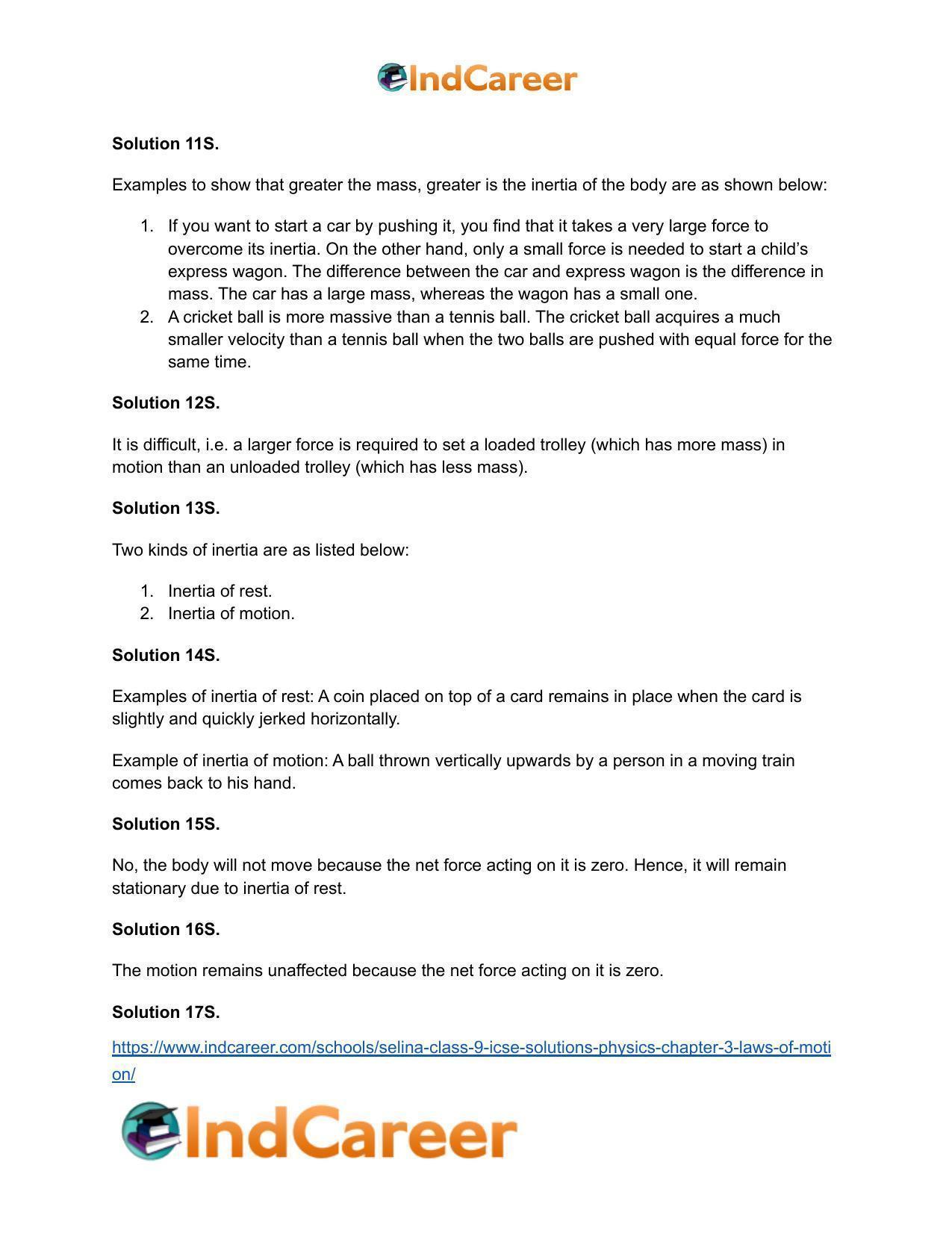 Selina Class 9 ICSE Solutions Physics : Chapter 3- Laws of Motion - Page 6