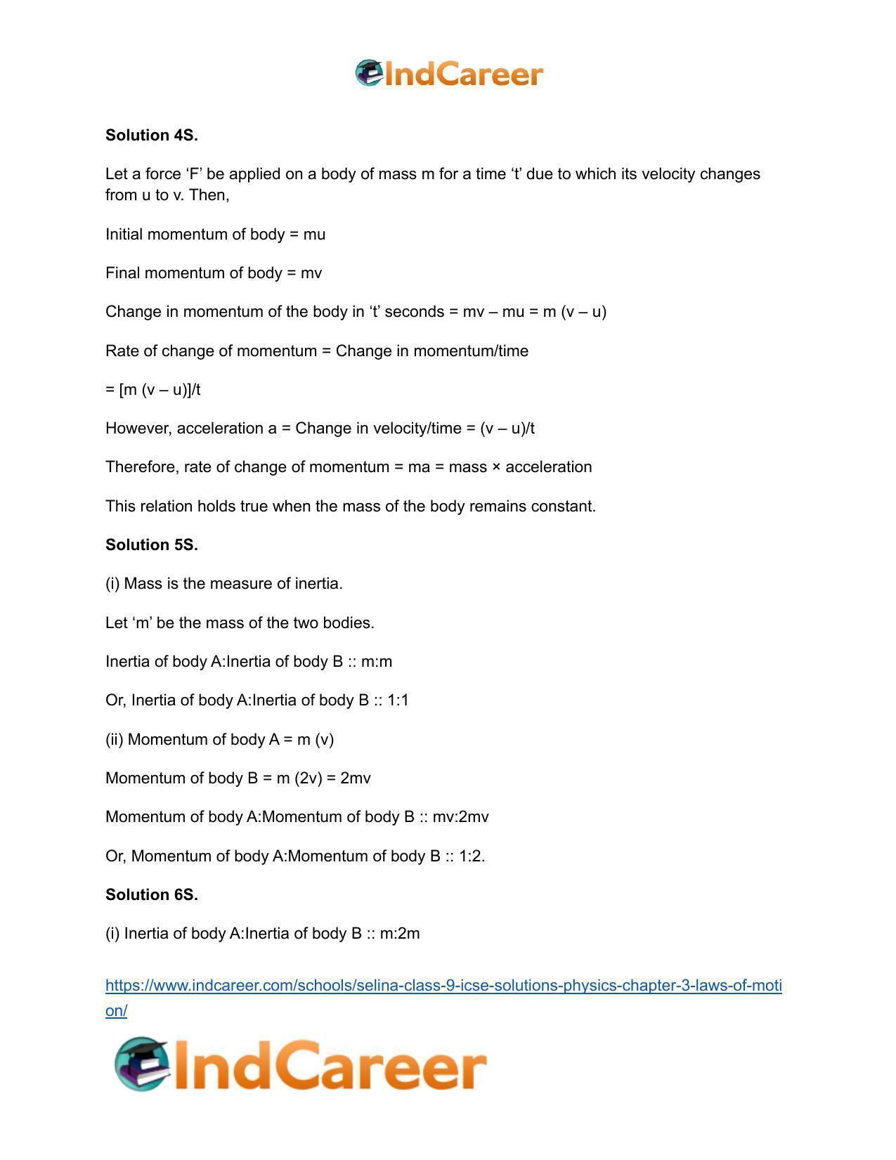 Selina Class 9 ICSE Solutions Physics : Chapter 3- Laws of Motion - Page 9