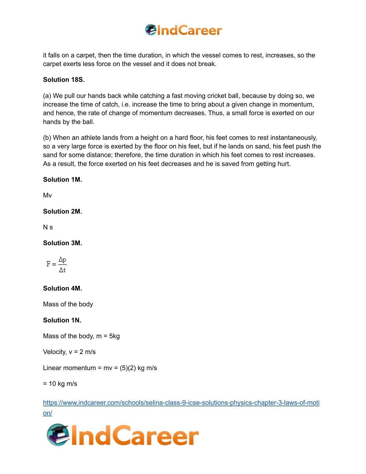 Selina Class 9 ICSE Solutions Physics : Chapter 3- Laws of Motion - Page 14