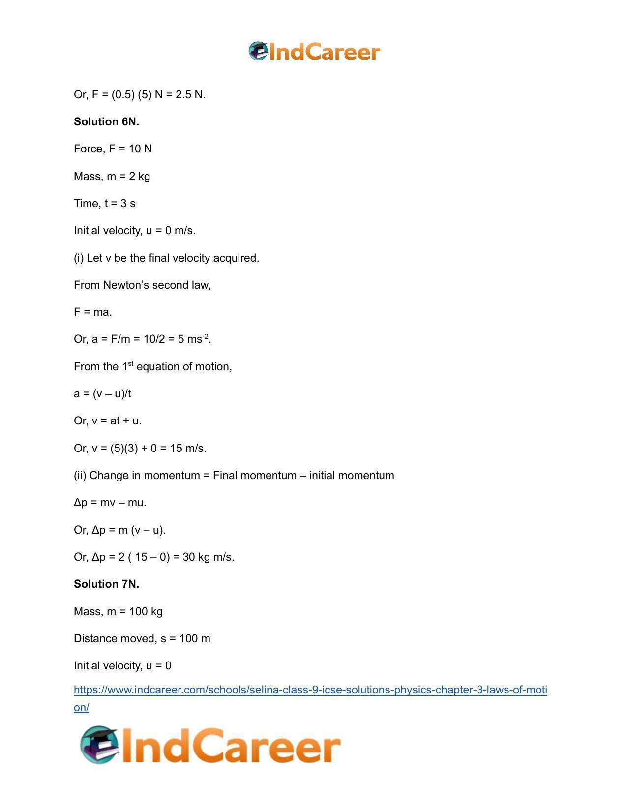 Selina Class 9 ICSE Solutions Physics : Chapter 3- Laws of Motion - Page 16