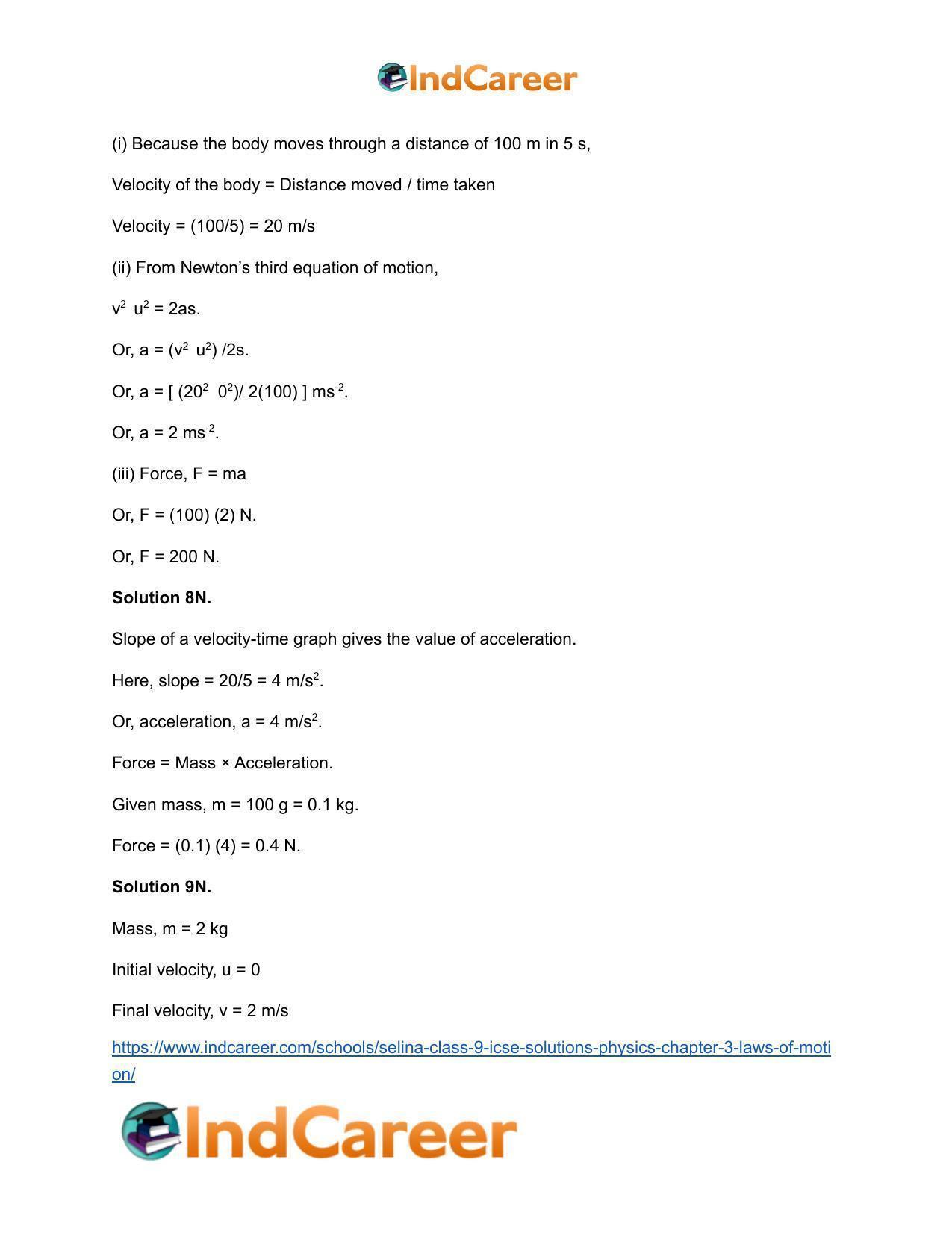 Selina Class 9 ICSE Solutions Physics : Chapter 3- Laws of Motion - Page 17