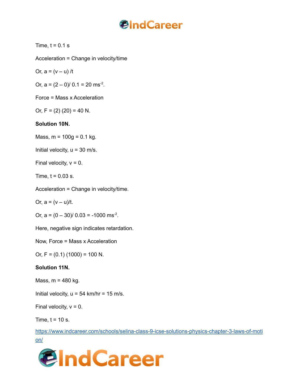 Selina Class 9 ICSE Solutions Physics : Chapter 3- Laws of Motion - Page 18