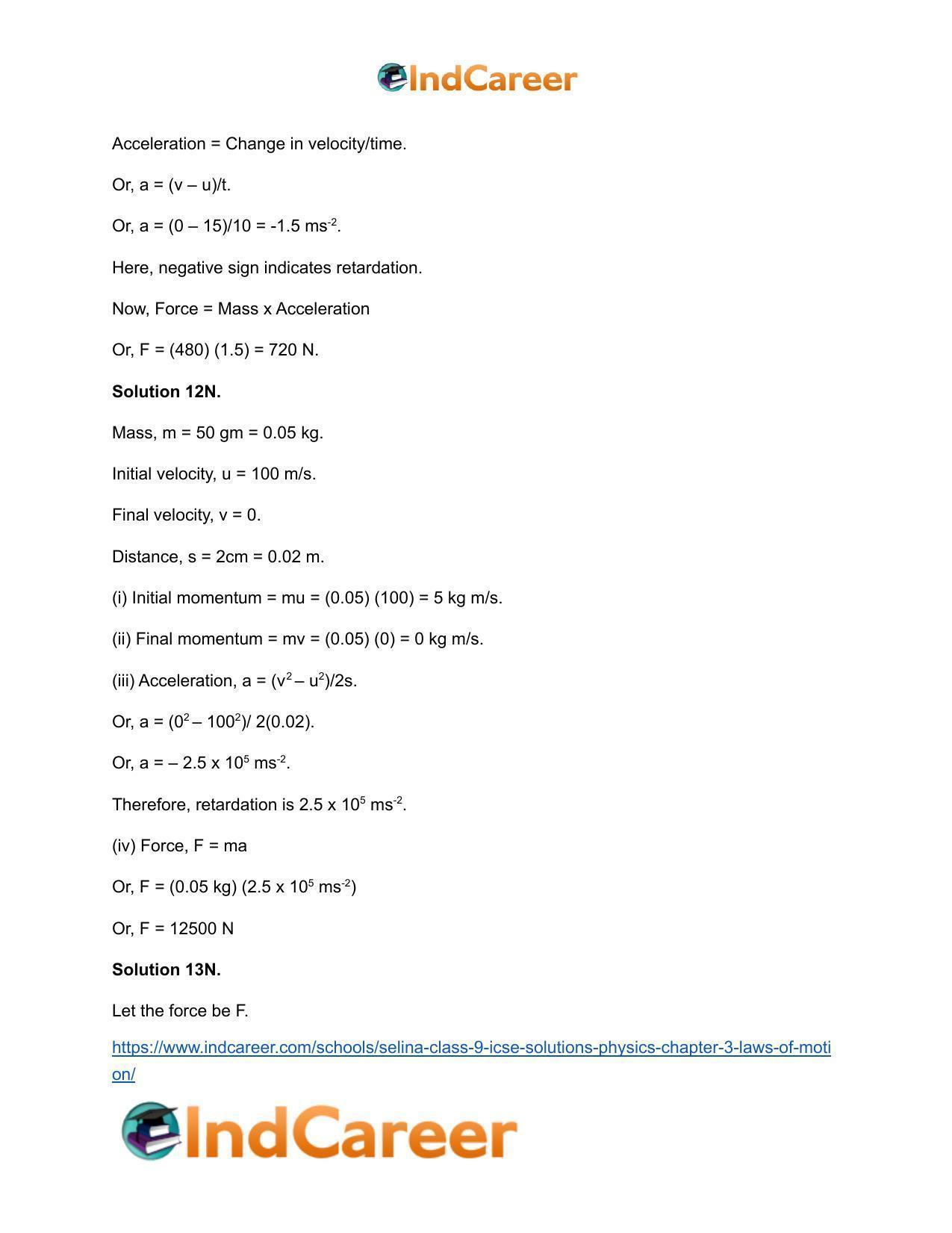 Selina Class 9 ICSE Solutions Physics : Chapter 3- Laws of Motion - Page 19