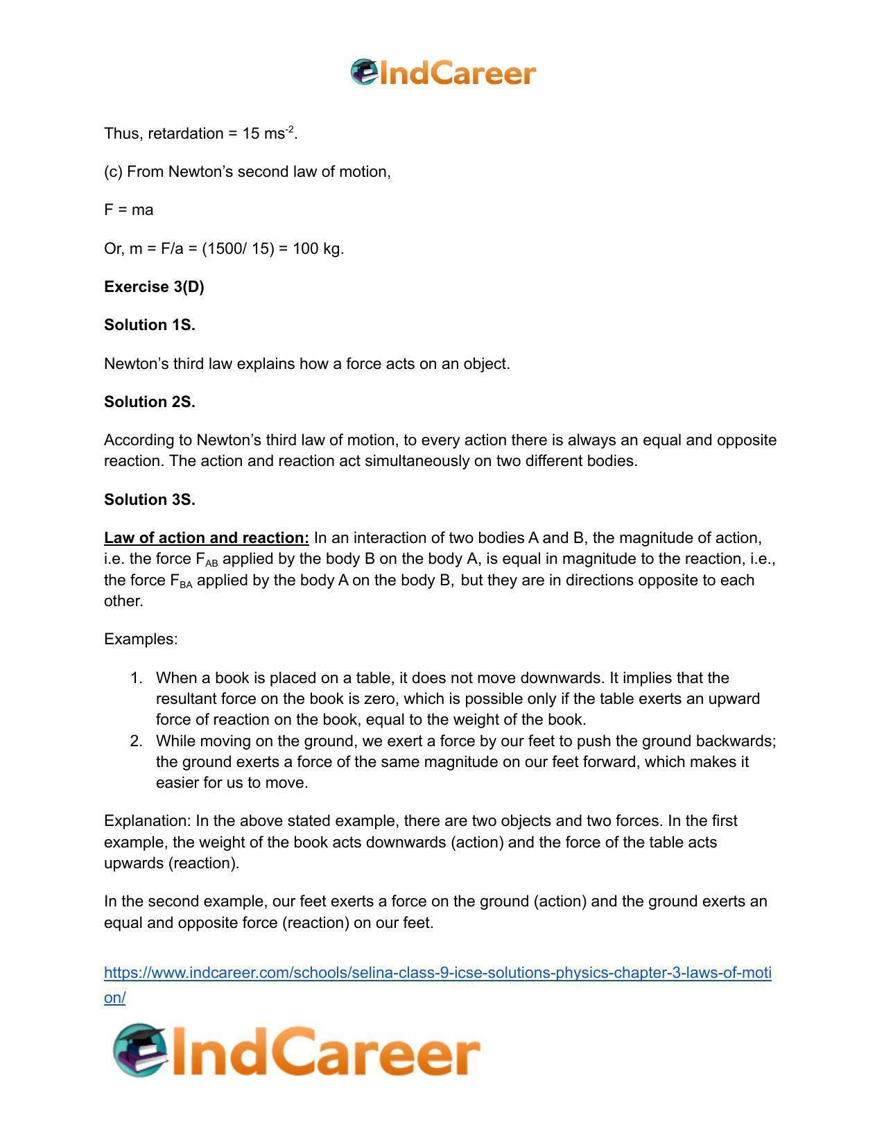 Selina Class 9 ICSE Solutions Physics : Chapter 3- Laws of Motion - Page 21