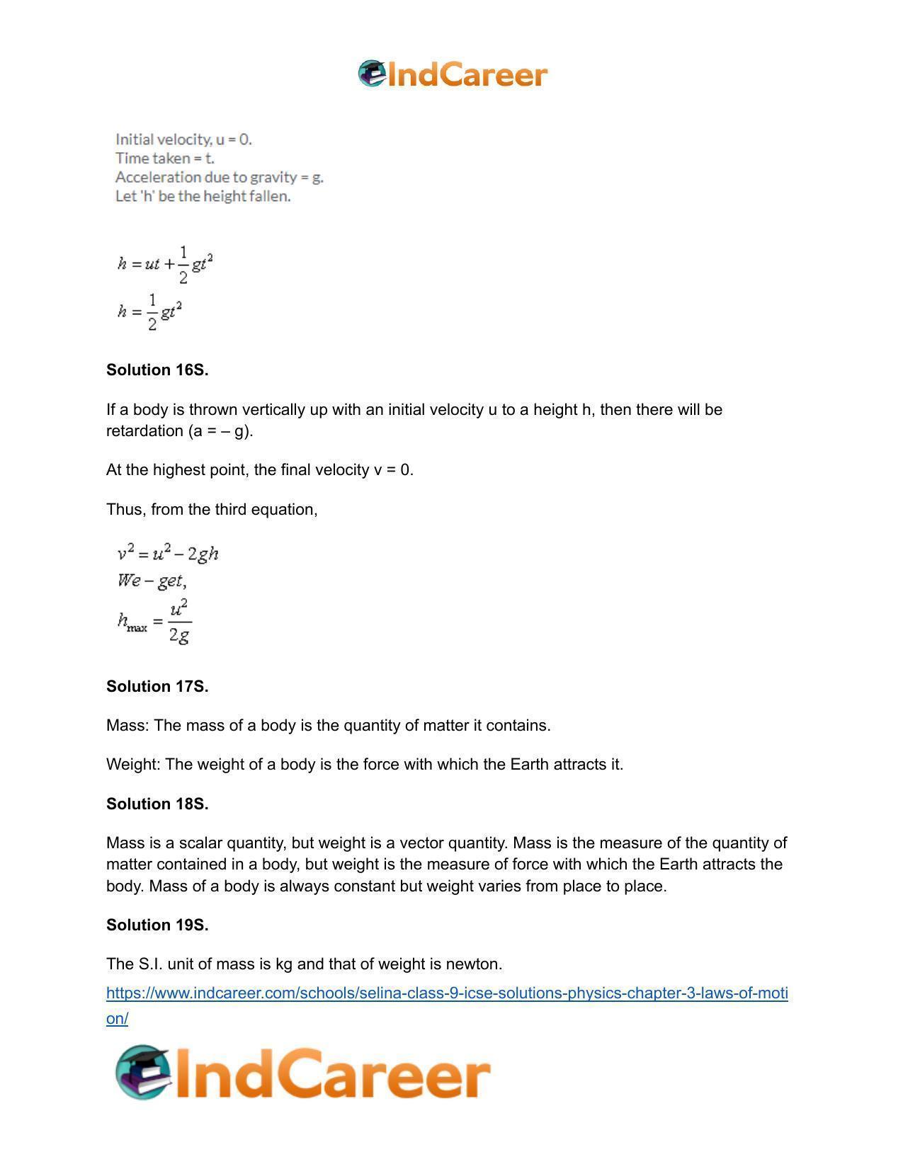 Selina Class 9 ICSE Solutions Physics : Chapter 3- Laws of Motion - Page 28