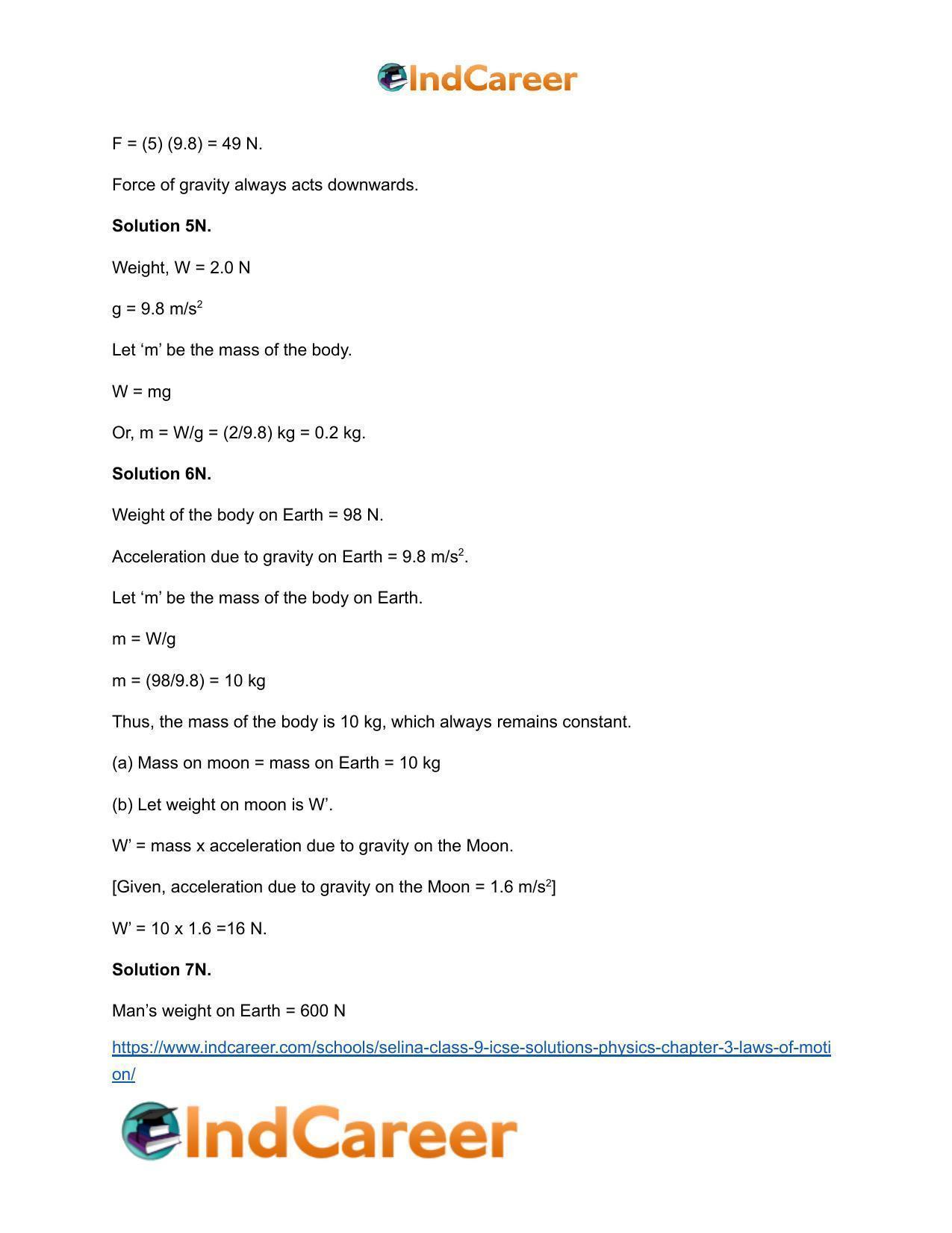 Selina Class 9 ICSE Solutions Physics : Chapter 3- Laws of Motion - Page 32