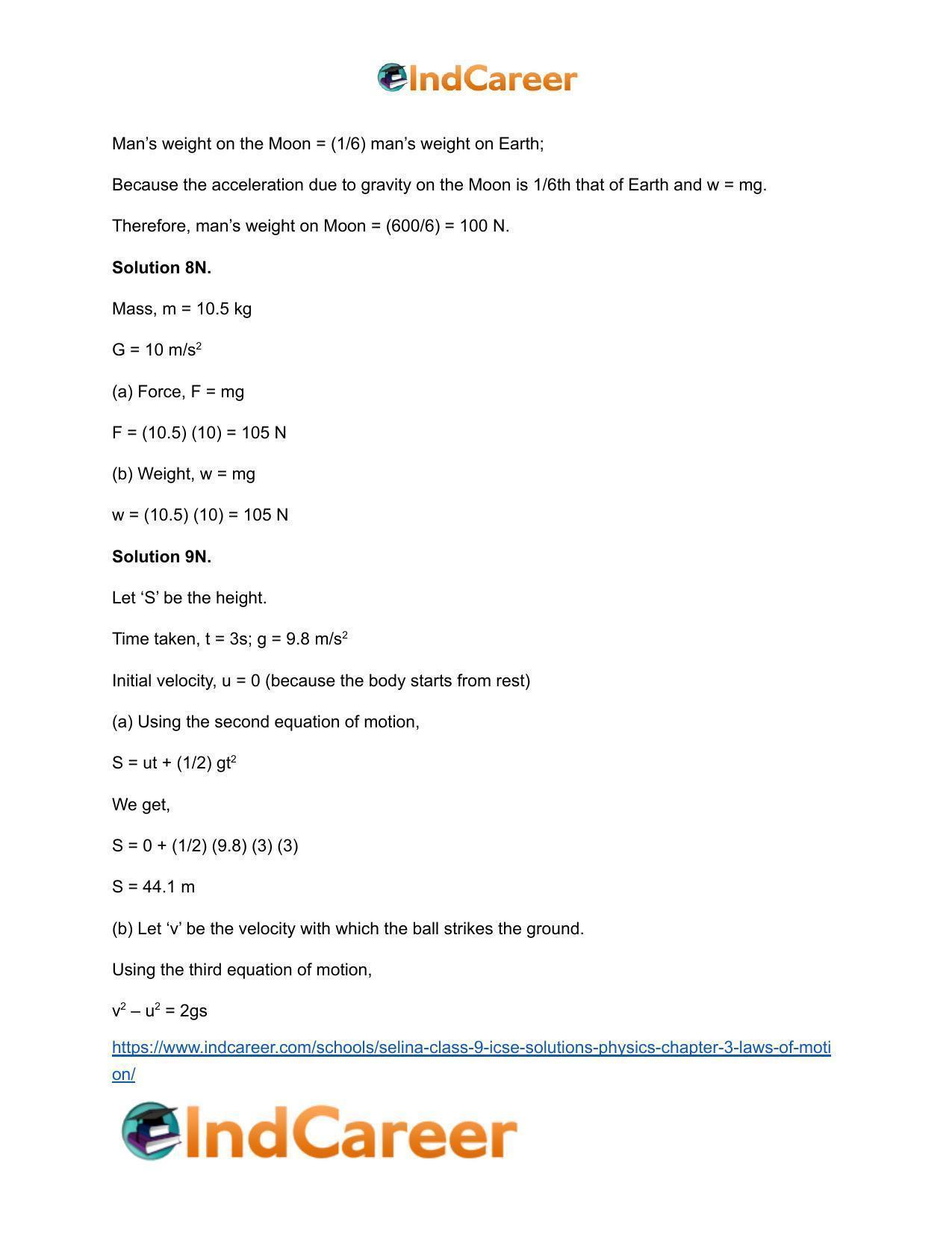Selina Class 9 ICSE Solutions Physics : Chapter 3- Laws of Motion - Page 33