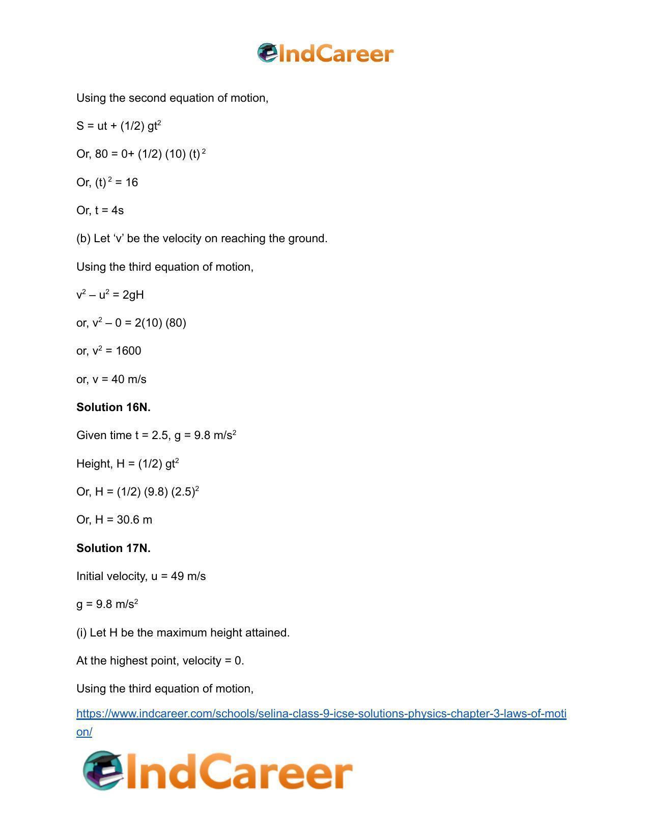 Selina Class 9 ICSE Solutions Physics : Chapter 3- Laws of Motion - Page 37