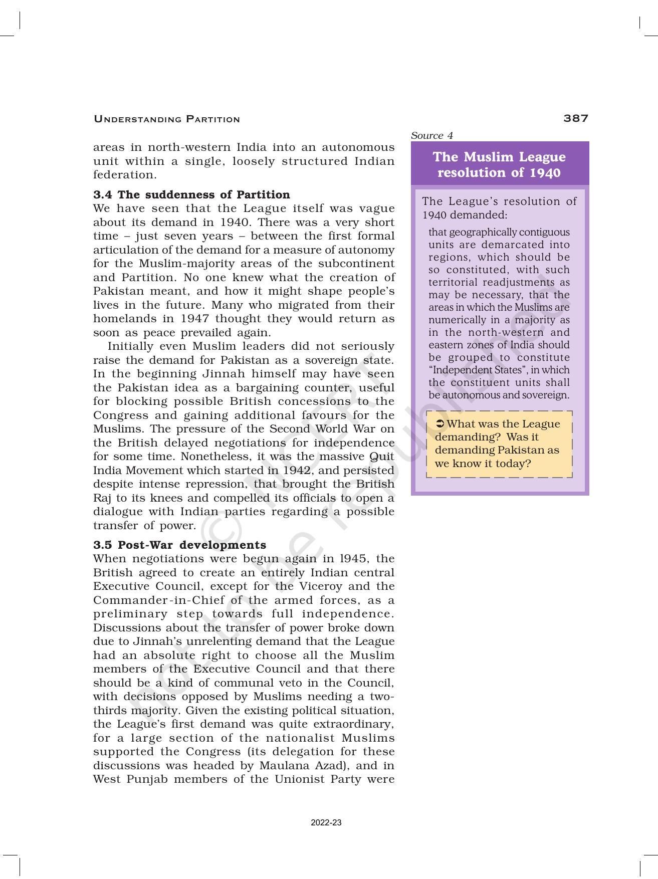 NCERT Book for Class 12 History (Part-III) Chapter 14 Understanding Partition - Page 12
