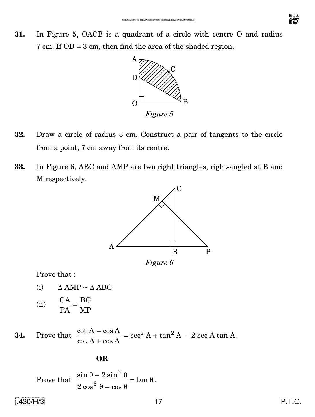 CBSE Class 10 430-C-3 - Maths (Basic) 2020 Compartment Question Paper - Page 17