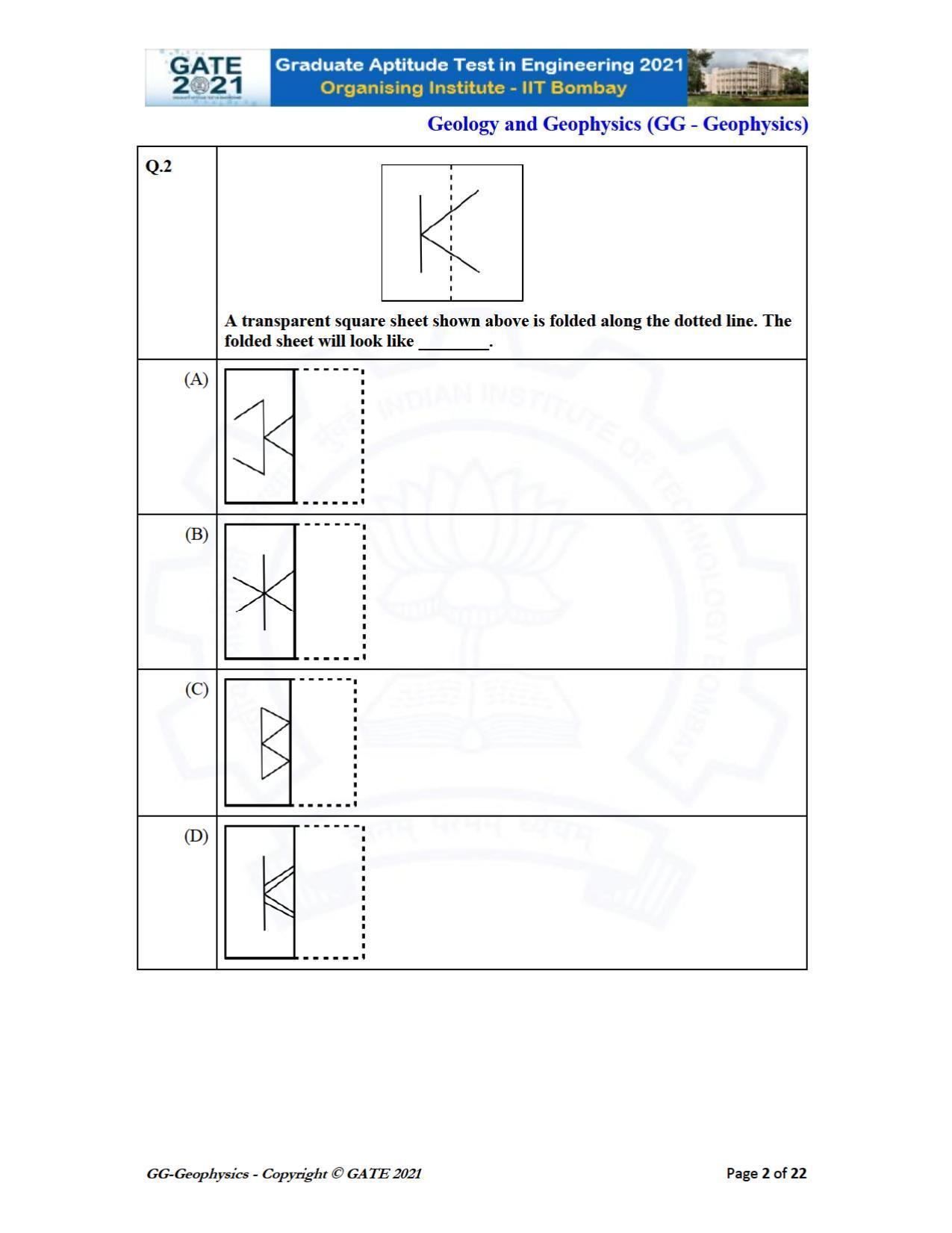GATE 2021 Geology & Geophysics (GG) Question Paper - Page 2