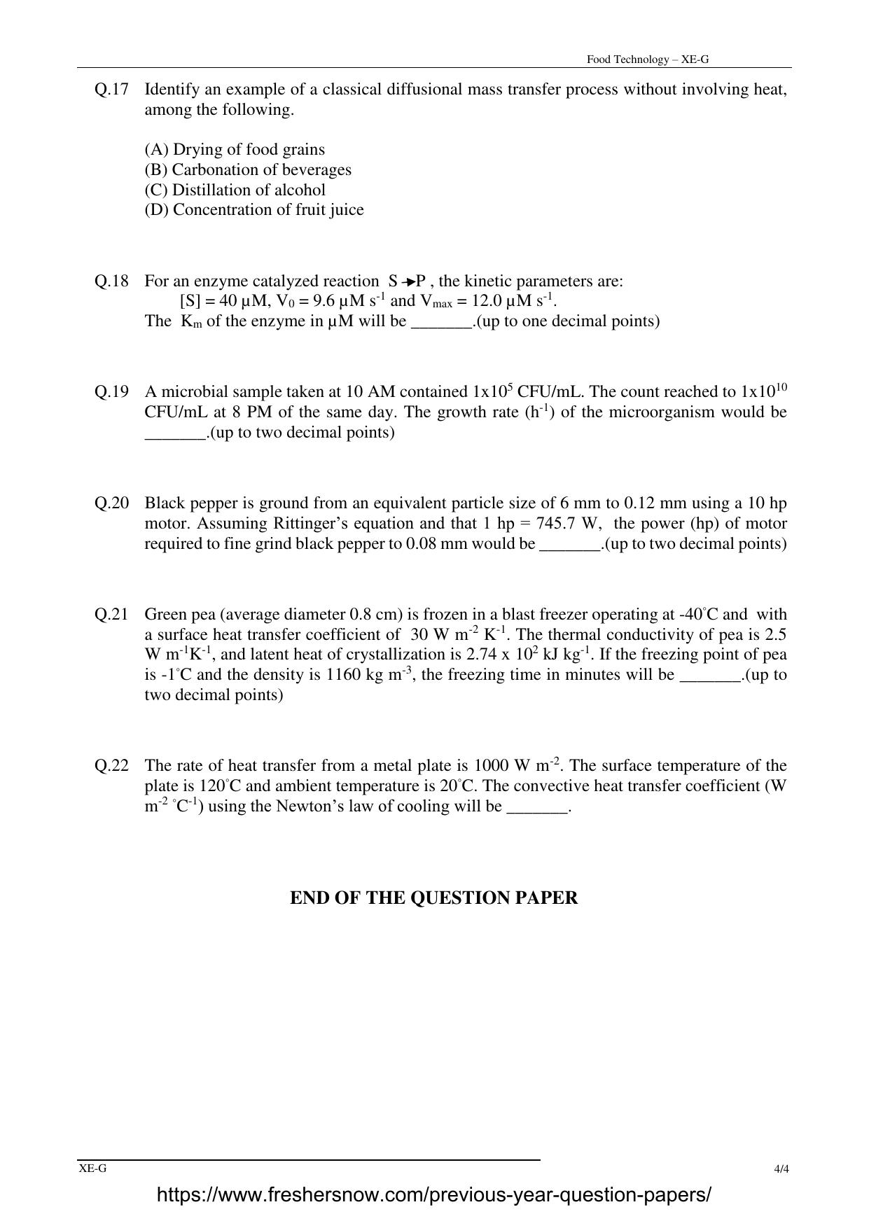 Ph.D. CET Old Question Papers PDF for Food Technology - Page 4