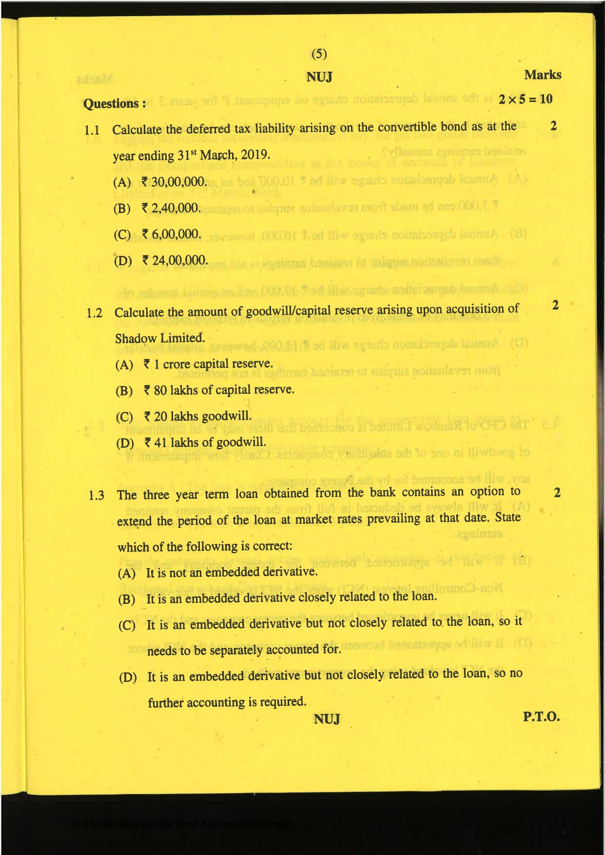 CA Final Nov 2019 Question Paper -Paper 6E – Global Financial Reporting Standards - Page 5