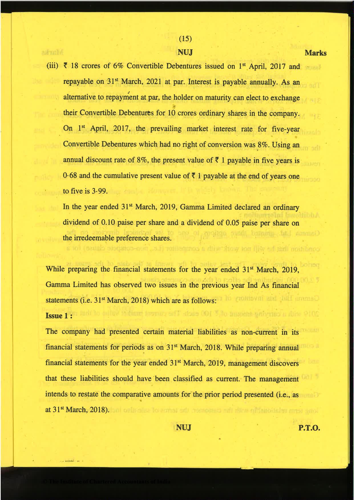 CA Final Nov 2019 Question Paper -Paper 6E – Global Financial Reporting Standards - Page 15