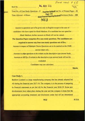 CA Final Nov 2019 Question Paper -Paper 6E – Global Financial Reporting Standards