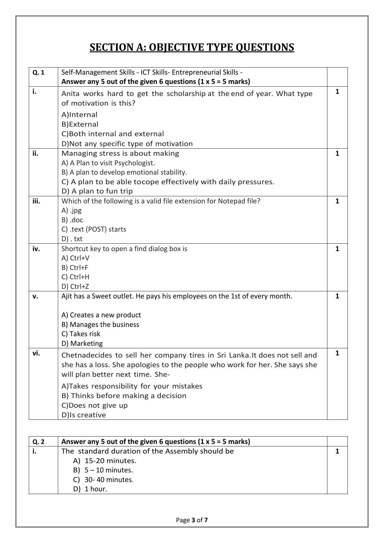 CBSE Class 10 (Skill Education) Physical Activity Trainer Sample Papers 2023 - Page 3