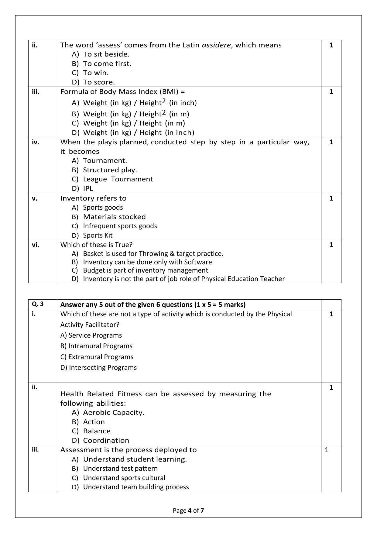 CBSE Class 10 (Skill Education) Physical Activity Trainer Sample Papers 2023 - Page 4