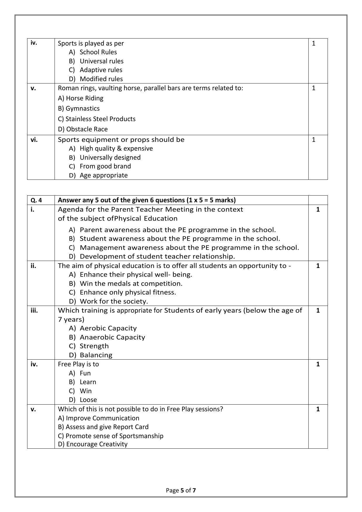 CBSE Class 10 (Skill Education) Physical Activity Trainer Sample Papers 2023 - Page 5
