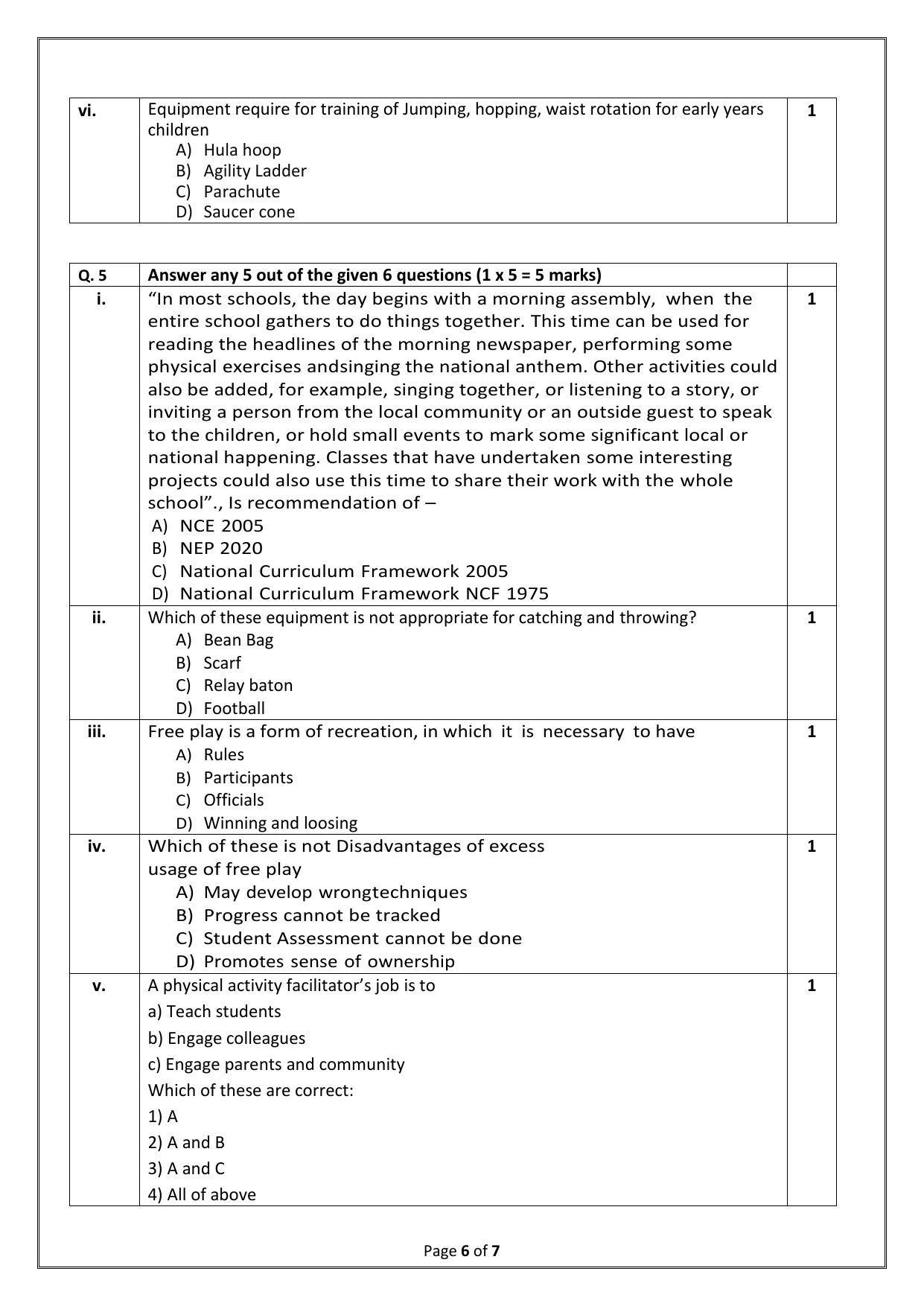 CBSE Class 10 (Skill Education) Physical Activity Trainer Sample Papers 2023 - Page 6