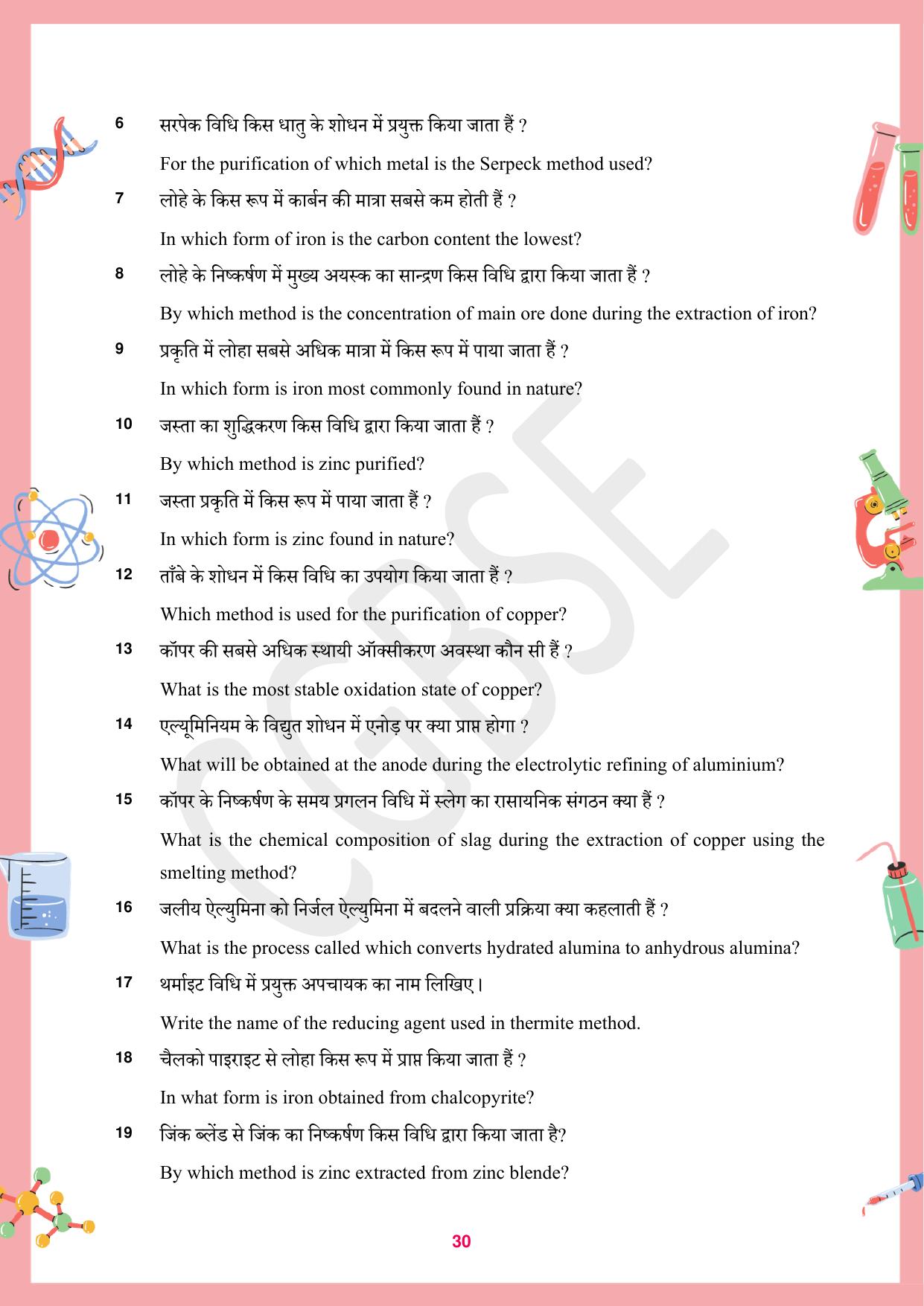 CGBSE Board Class 12 Chemistry रसायन विज्ञान 2023-2024 Question Bank - Page 30