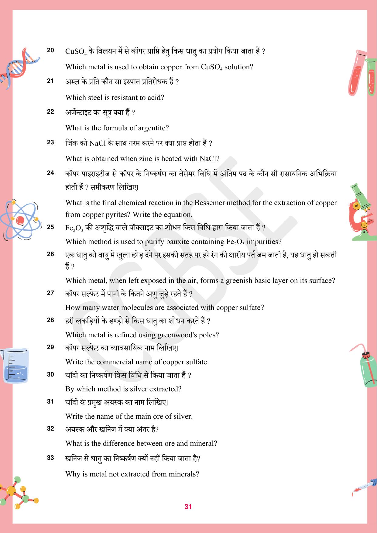 CGBSE Board Class 12 Chemistry रसायन विज्ञान 2023-2024 Question Bank - Page 31