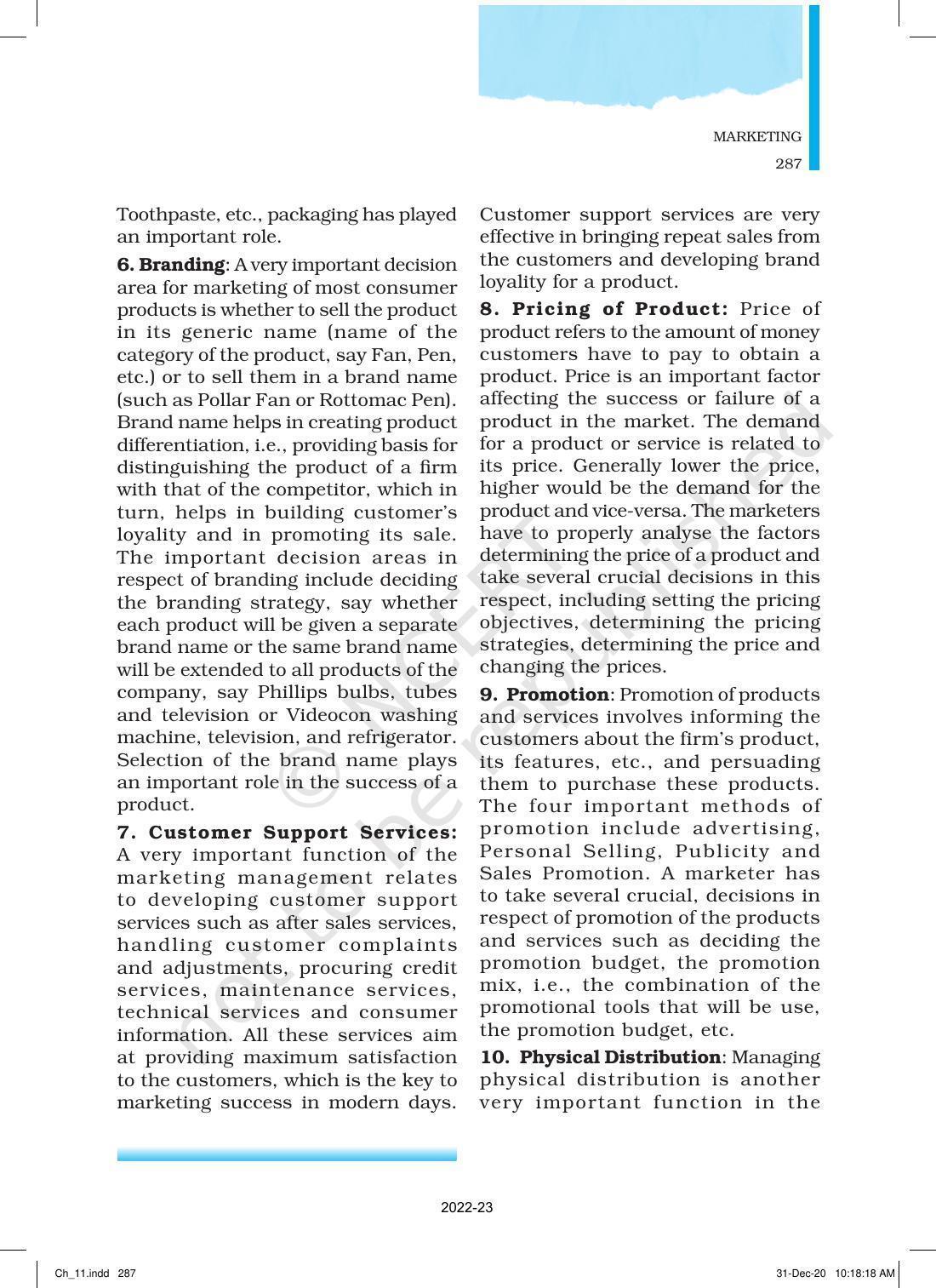 NCERT Book for Class 12 Business Studies Chapter 11 Marketing - Page 12