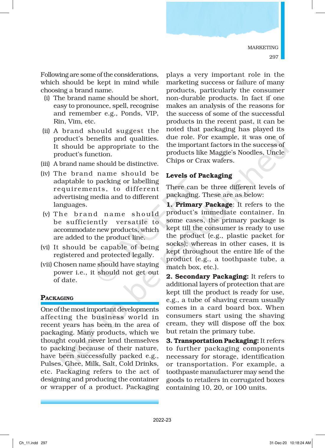 NCERT Book for Class 12 Business Studies Chapter 11 Marketing - Page 22