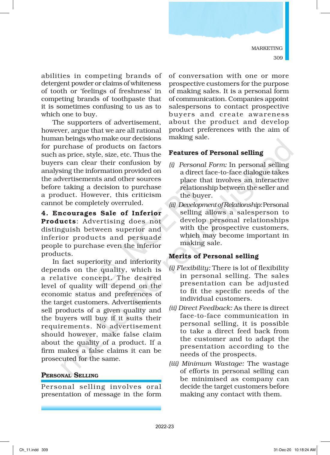 NCERT Book for Class 12 Business Studies Chapter 11 Marketing - Page 34