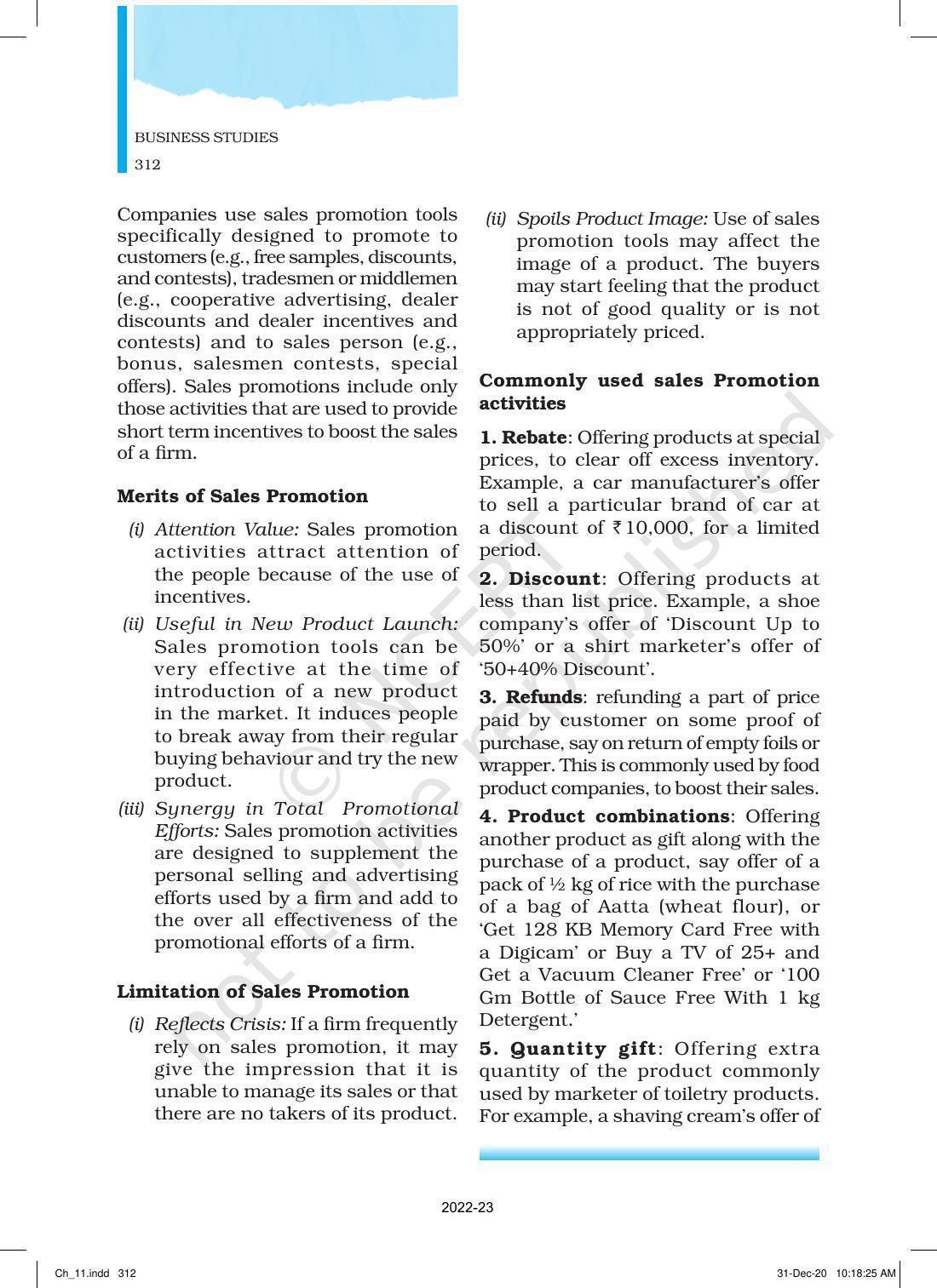 NCERT Book for Class 12 Business Studies Chapter 11 Marketing - Page 37